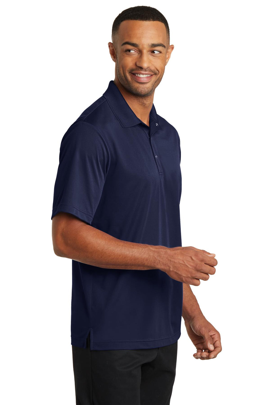 CornerStone Micropique Gripper Polo. CS421 - True Navy - three_q