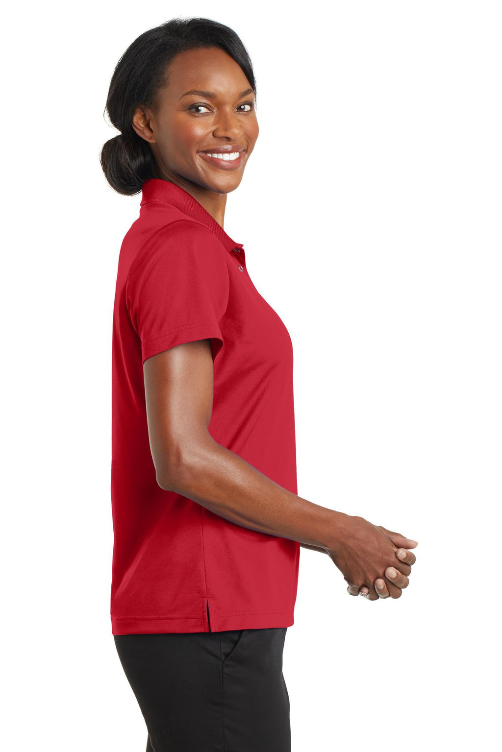 DISCONTINUED CornerStone Ladies Micropique Gripper Polo. CS422 - True Red - side