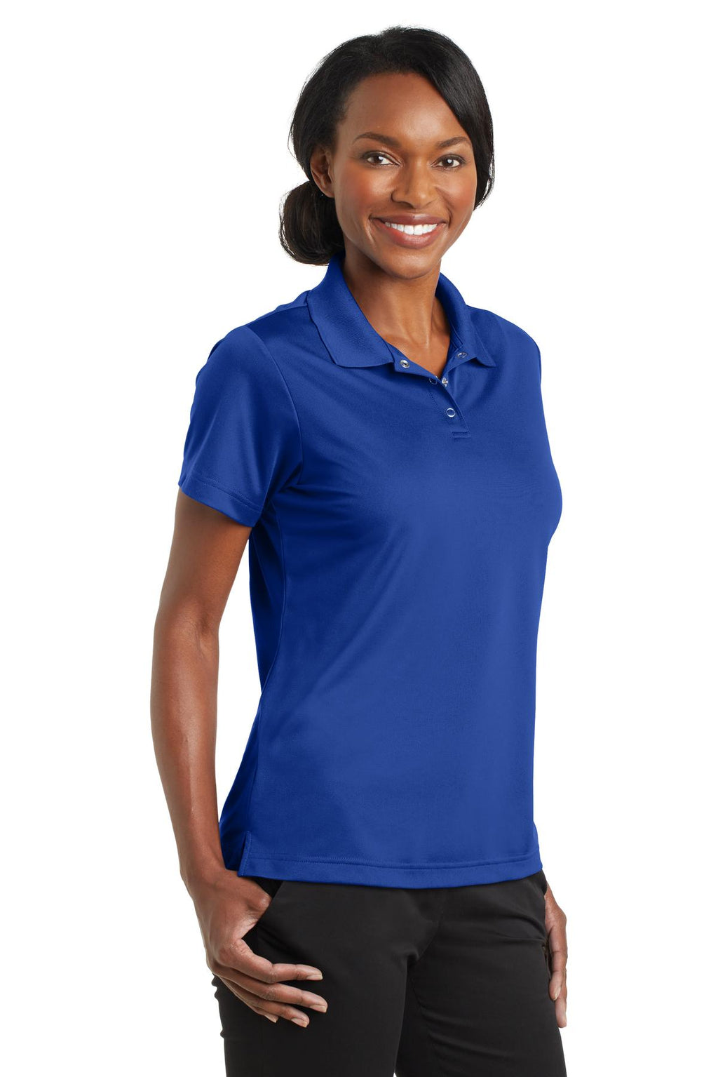DISCONTINUED CornerStone Ladies Micropique Gripper Polo. CS422 - True Royal - three_q