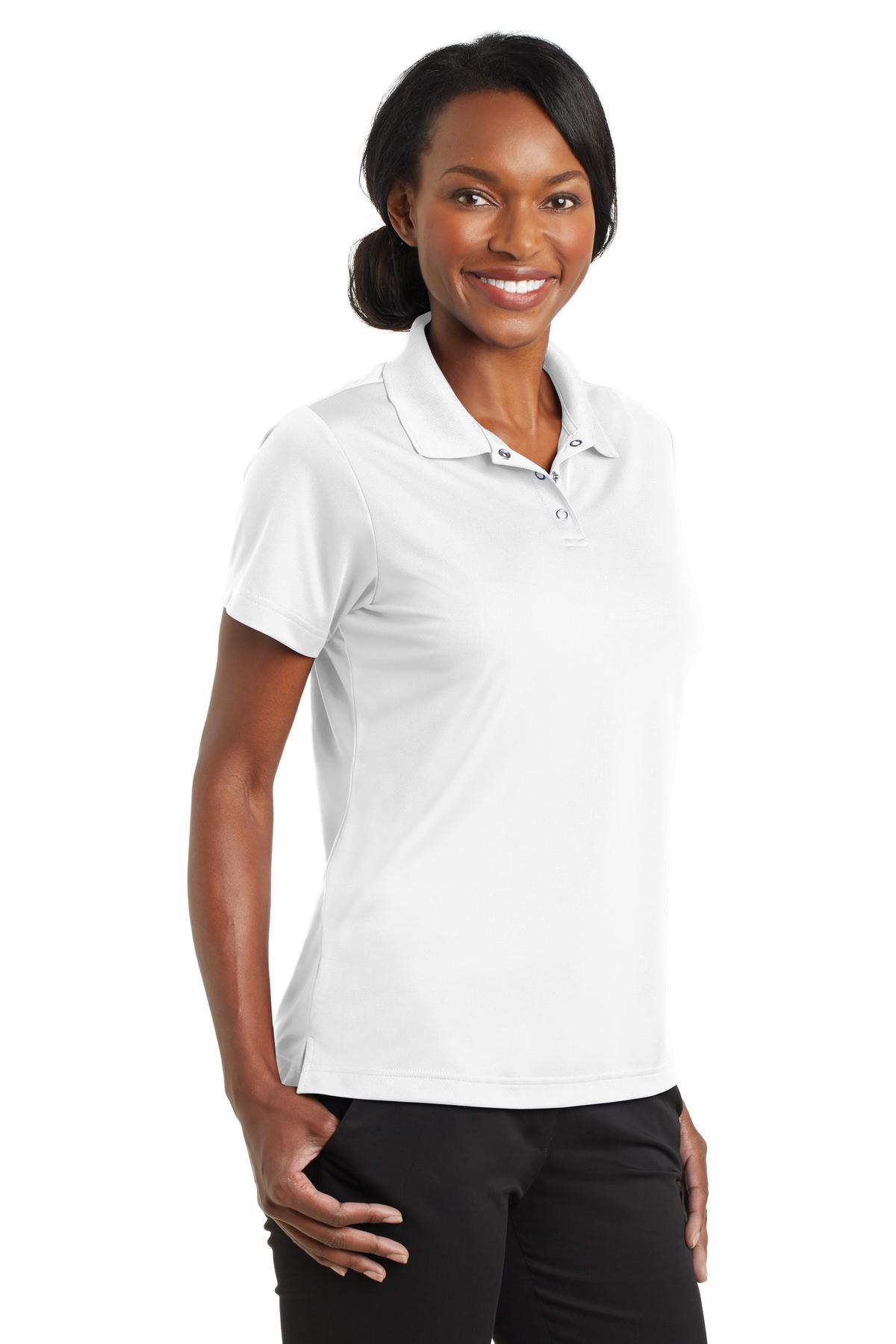 DISCONTINUED CornerStone Ladies Micropique Gripper Polo. CS422 - White - three_q
