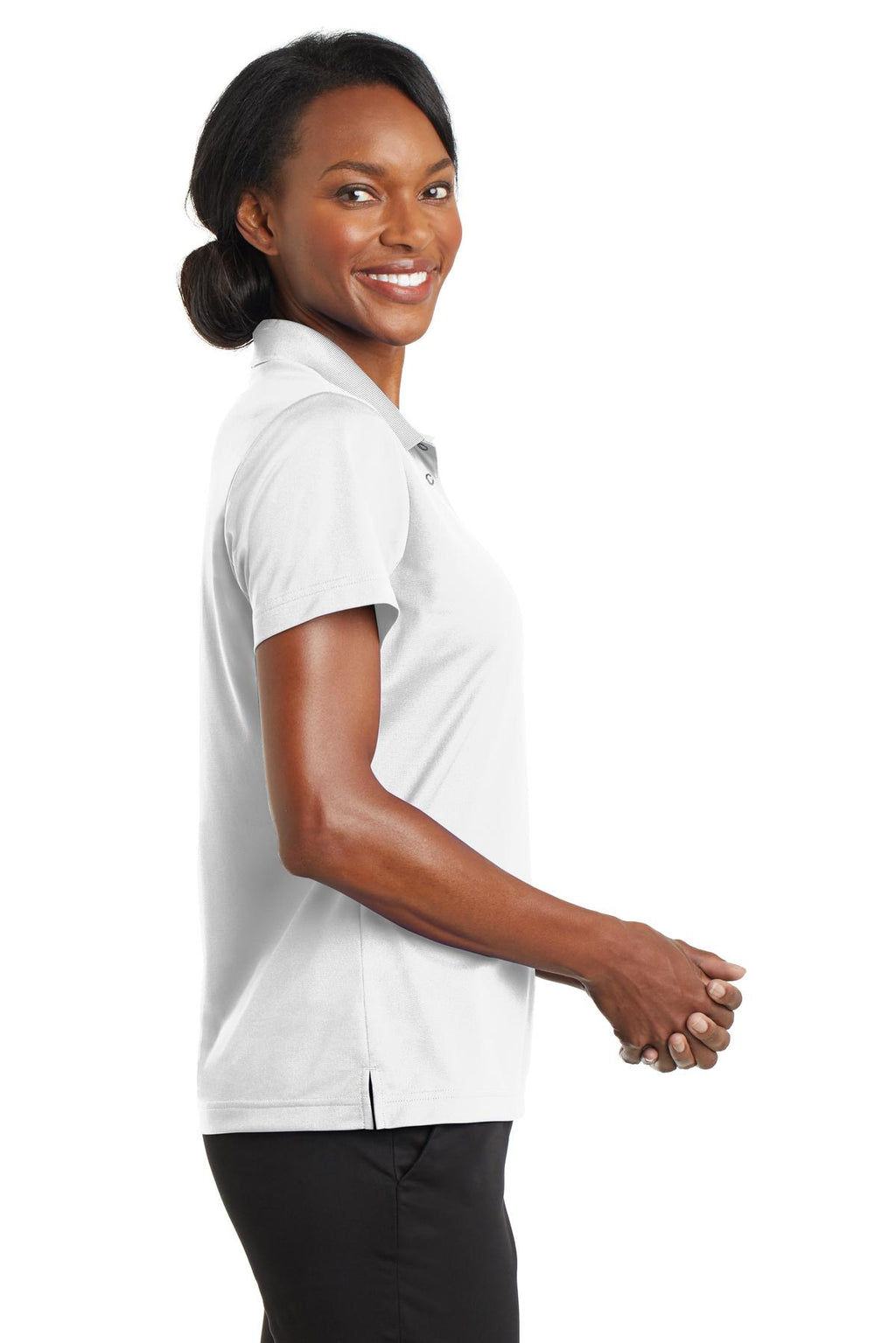 DISCONTINUED CornerStone Ladies Micropique Gripper Polo. CS422 - White - side
