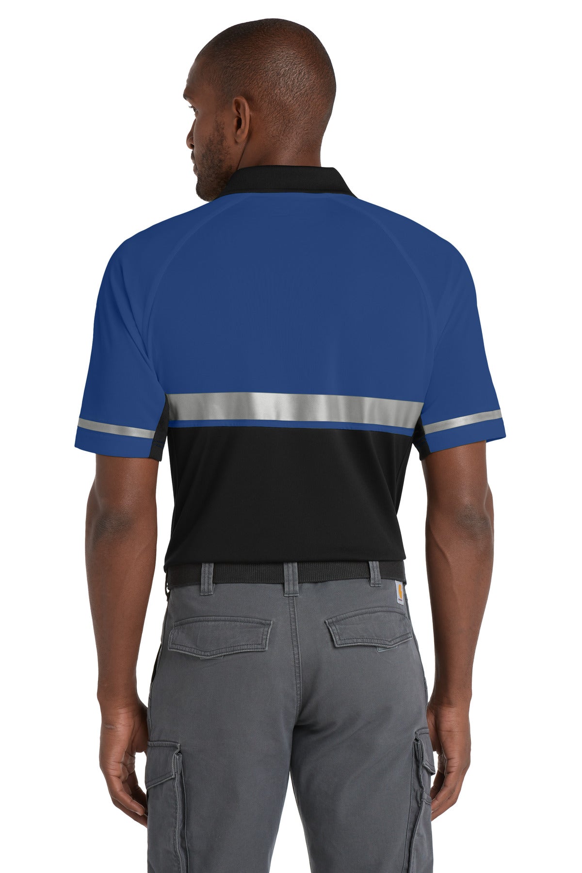 CornerStone Select Lightweight Snag-Proof Enhanced Visibility Polo CS423 - Royal/ Black - back