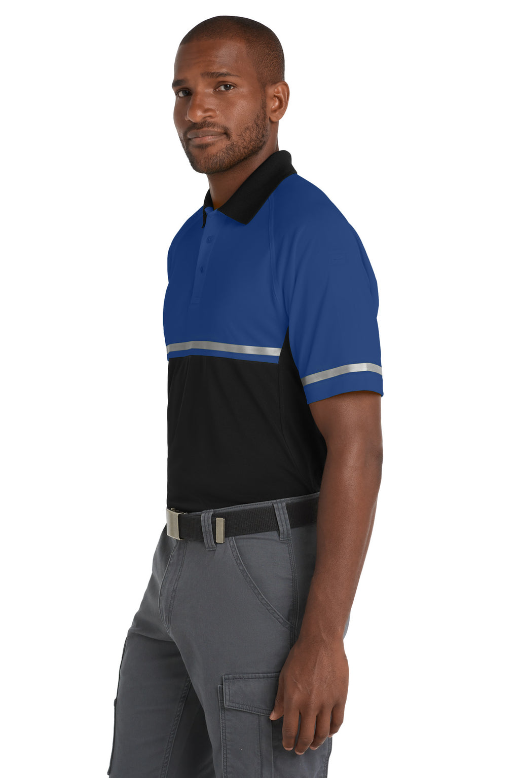 CornerStone Select Lightweight Snag-Proof Enhanced Visibility Polo CS423 - Royal/ Black - side