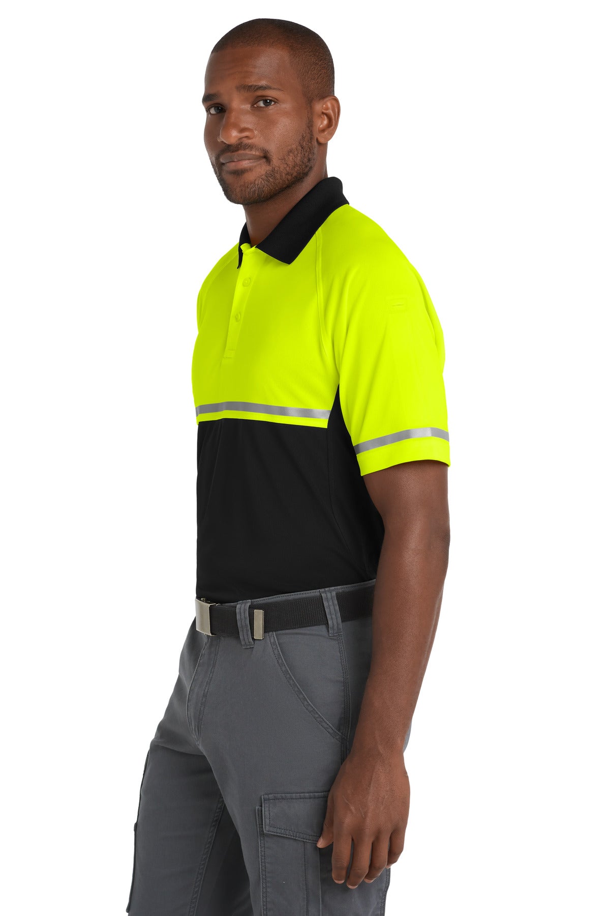 CornerStone Select Lightweight Snag-Proof Enhanced Visibility Polo CS423 - Safety Yellow/ Black - side