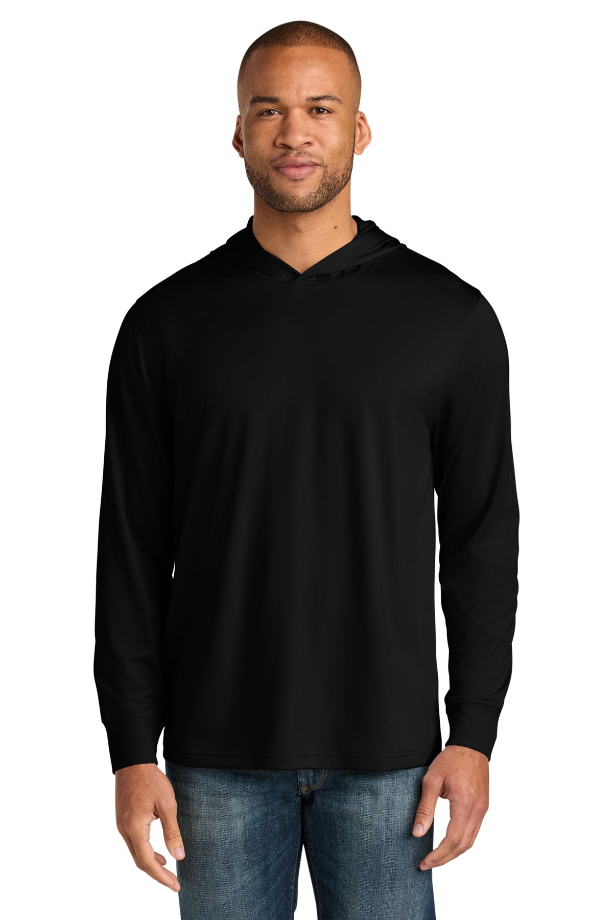 CornerStone Workwear Pro Long Sleeve Hooded Tee CS440LSH - Black - front