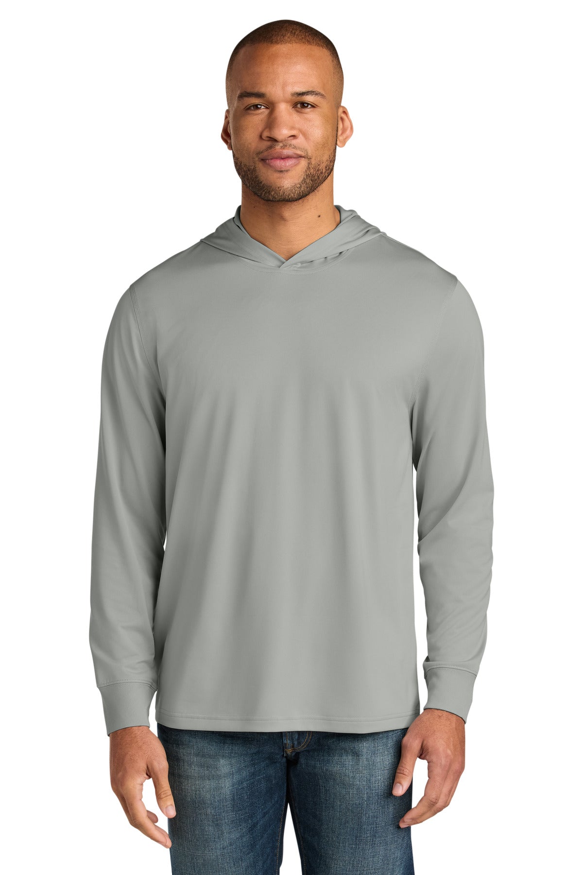 CornerStone Workwear Pro Long Sleeve Hooded Tee CS440LSH - Light Grey - front