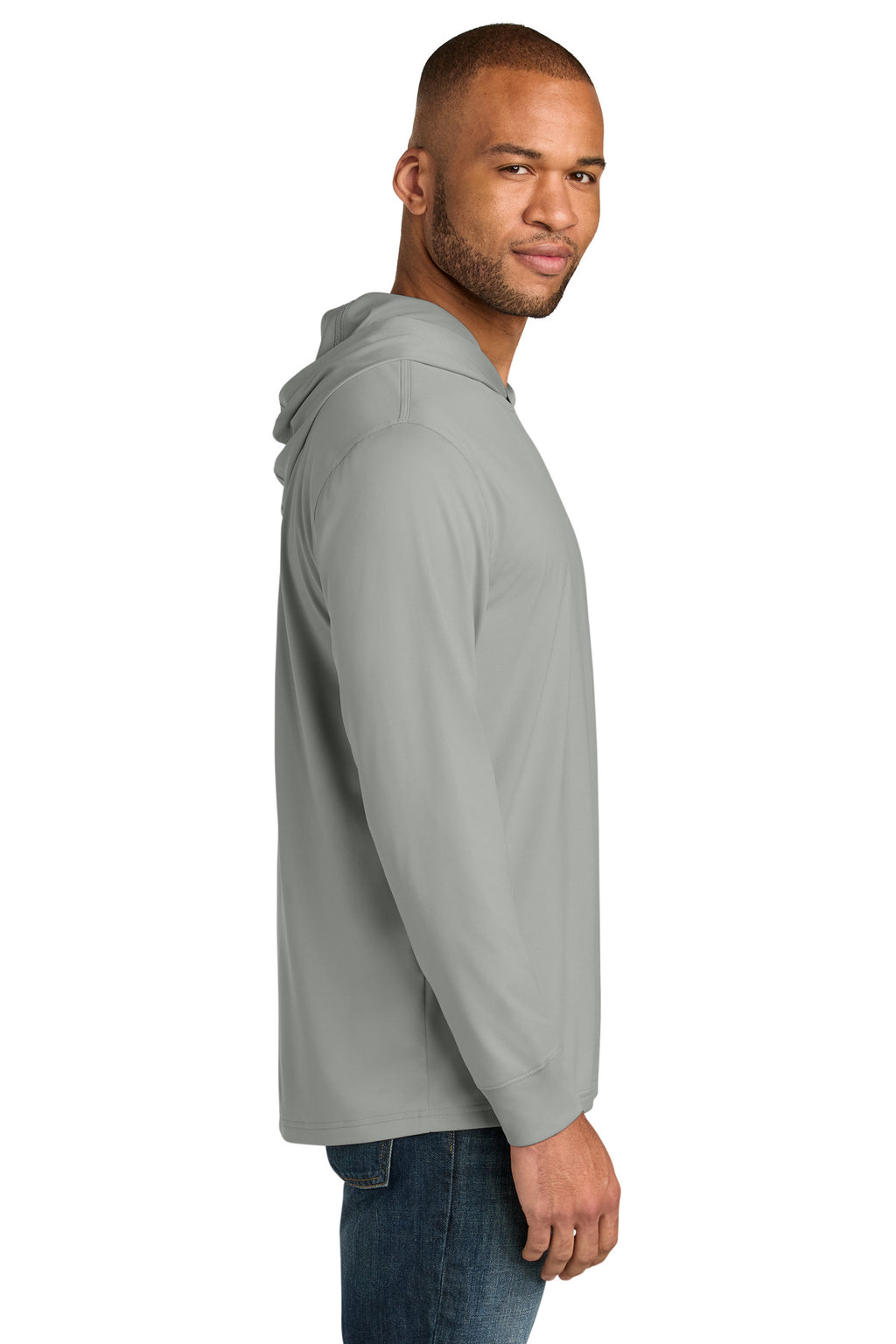 CornerStone Workwear Pro Long Sleeve Hooded Tee CS440LSH - Light Grey - side