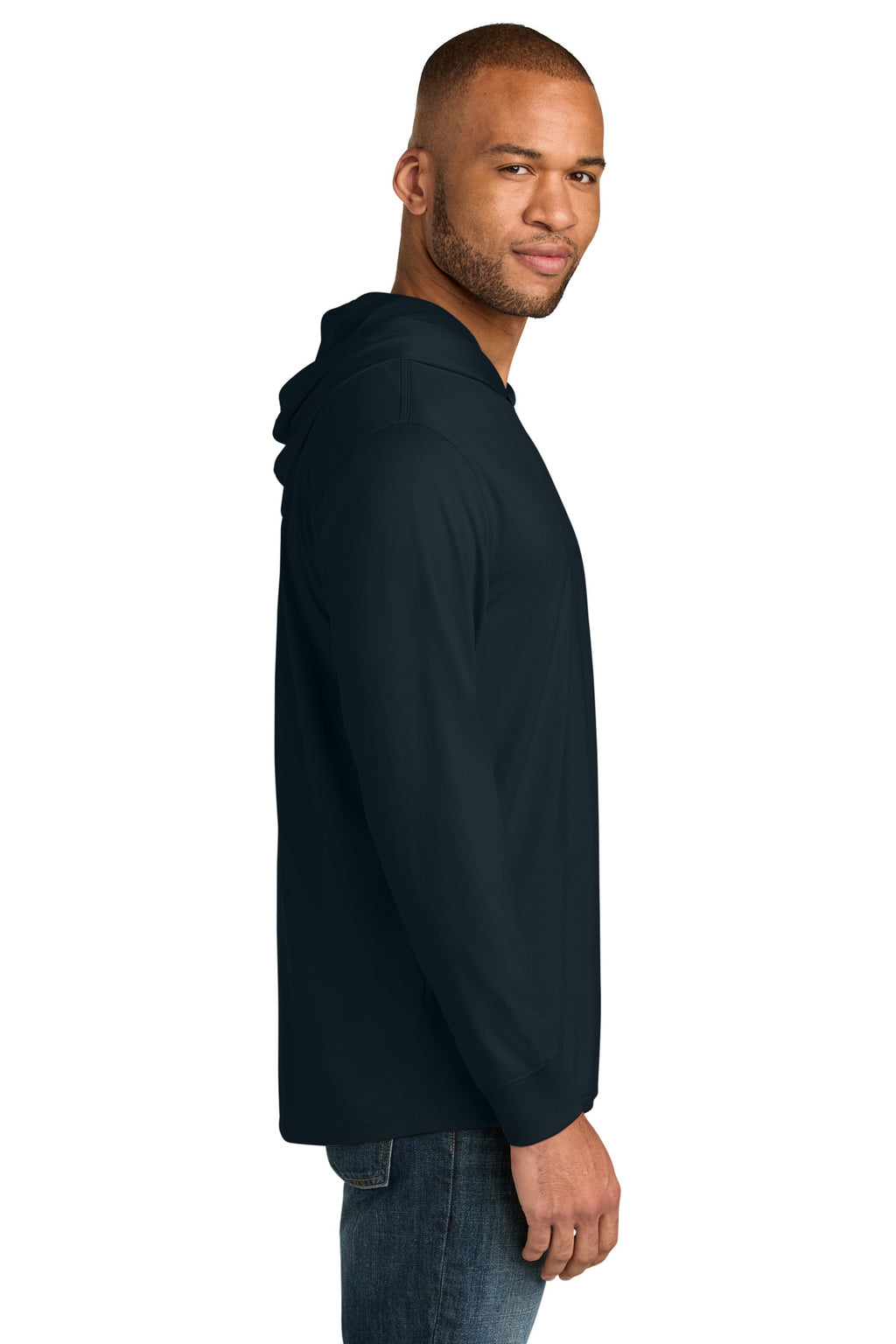 CornerStone Workwear Pro Long Sleeve Hooded Tee CS440LSH - Navy - side