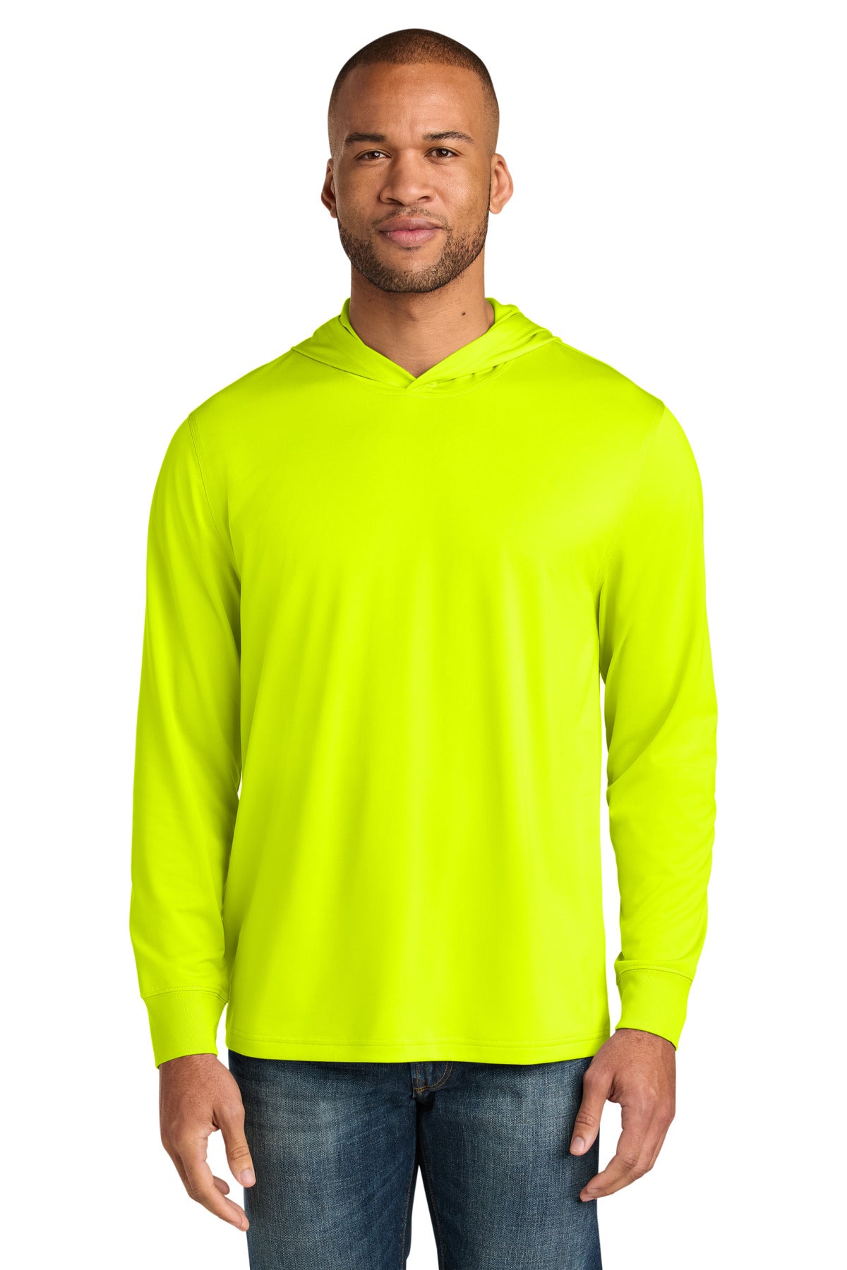 CornerStone Workwear Pro Long Sleeve Hooded Tee CS440LSH - Safety Yellow - front