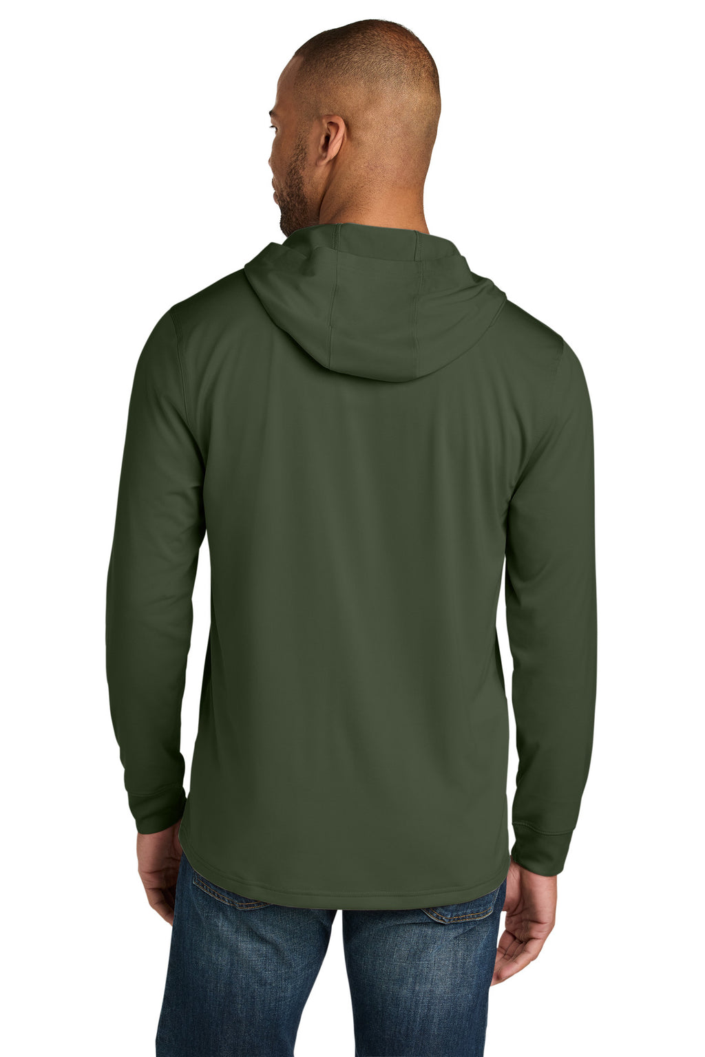 CornerStone Workwear Pro Long Sleeve Hooded Tee CS440LSH - Tactical Green - back