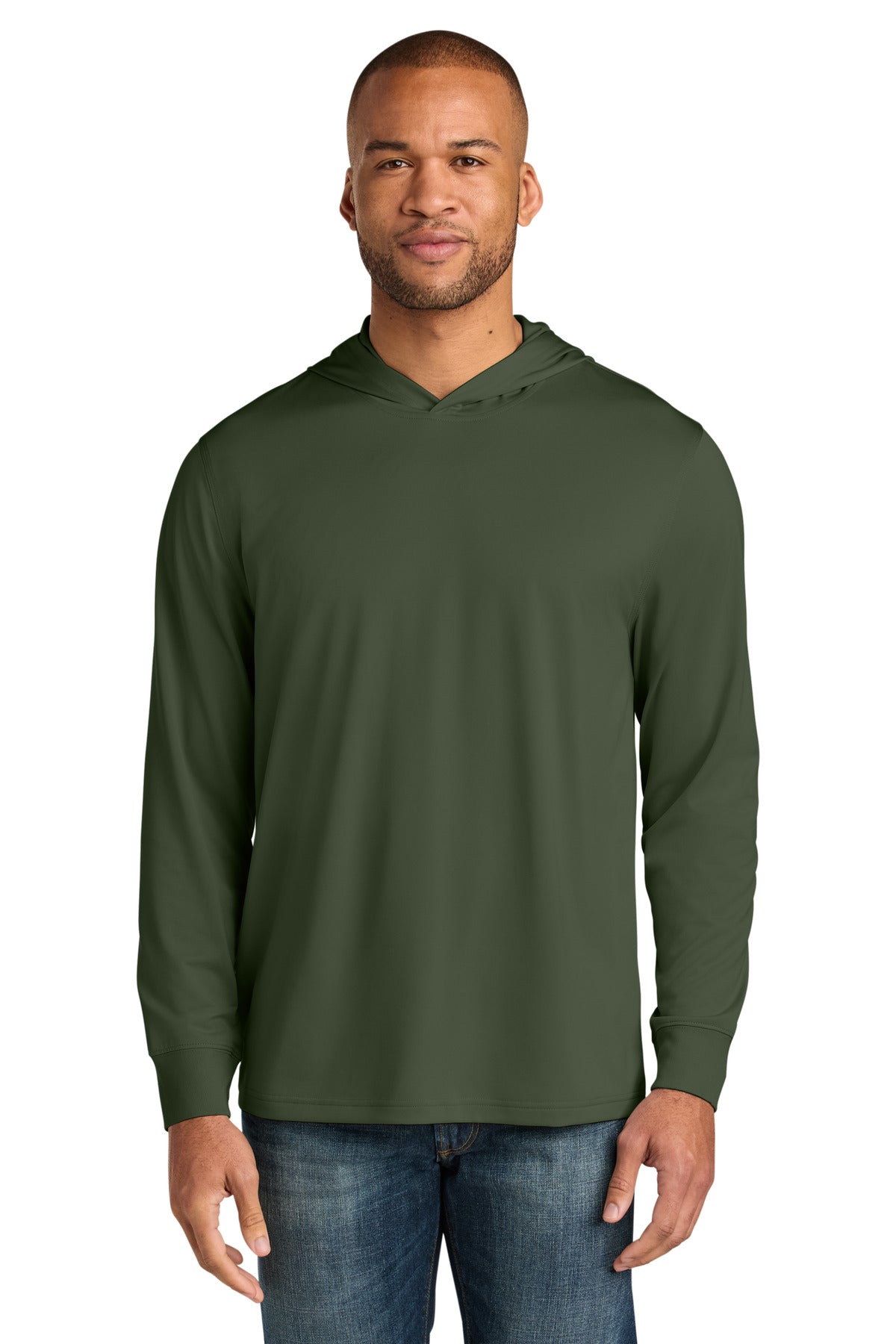 CornerStone Workwear Pro Long Sleeve Hooded Tee CS440LSH - Tactical Green - front