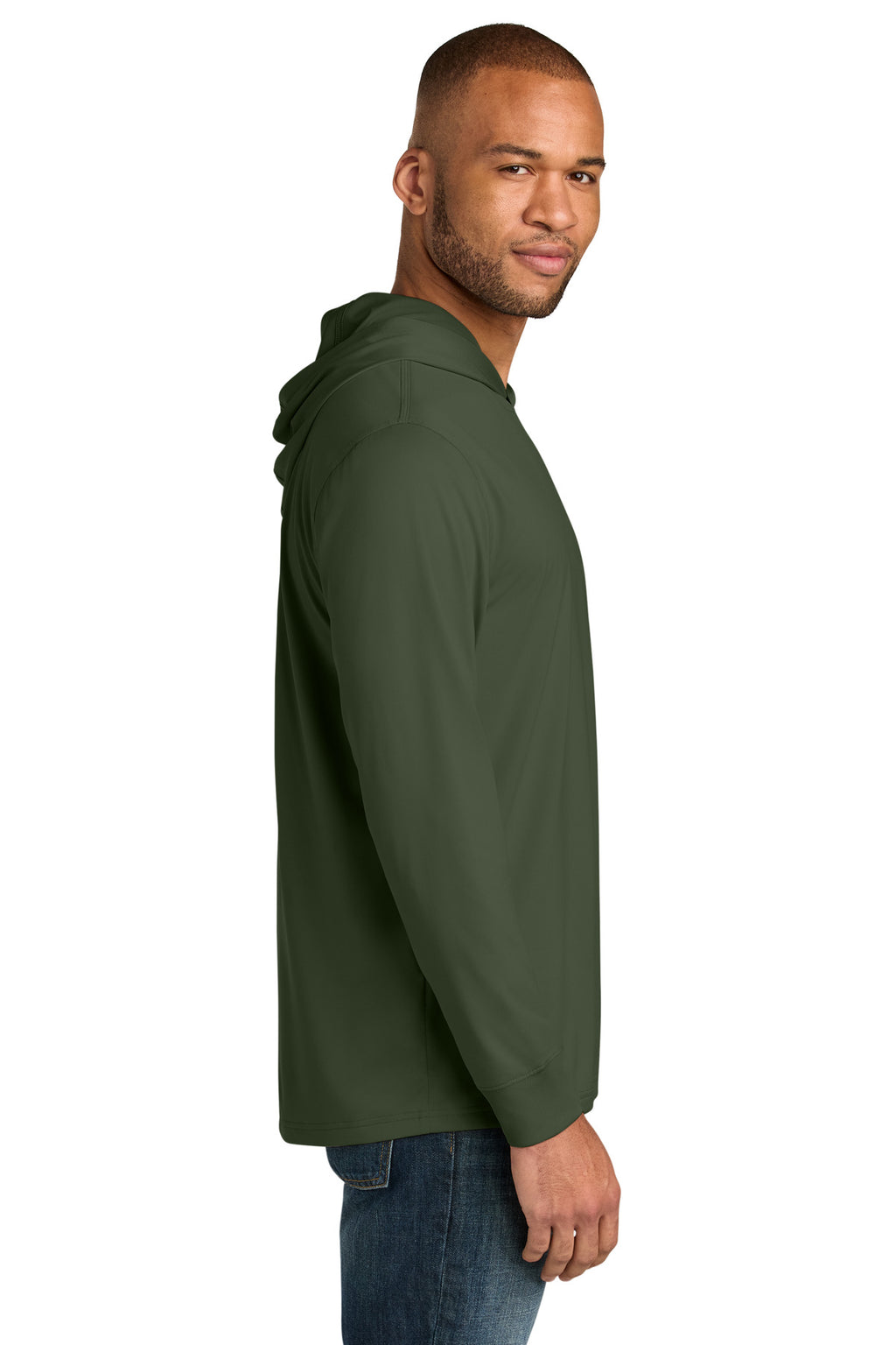 CornerStone Workwear Pro Long Sleeve Hooded Tee CS440LSH - Tactical Green - side