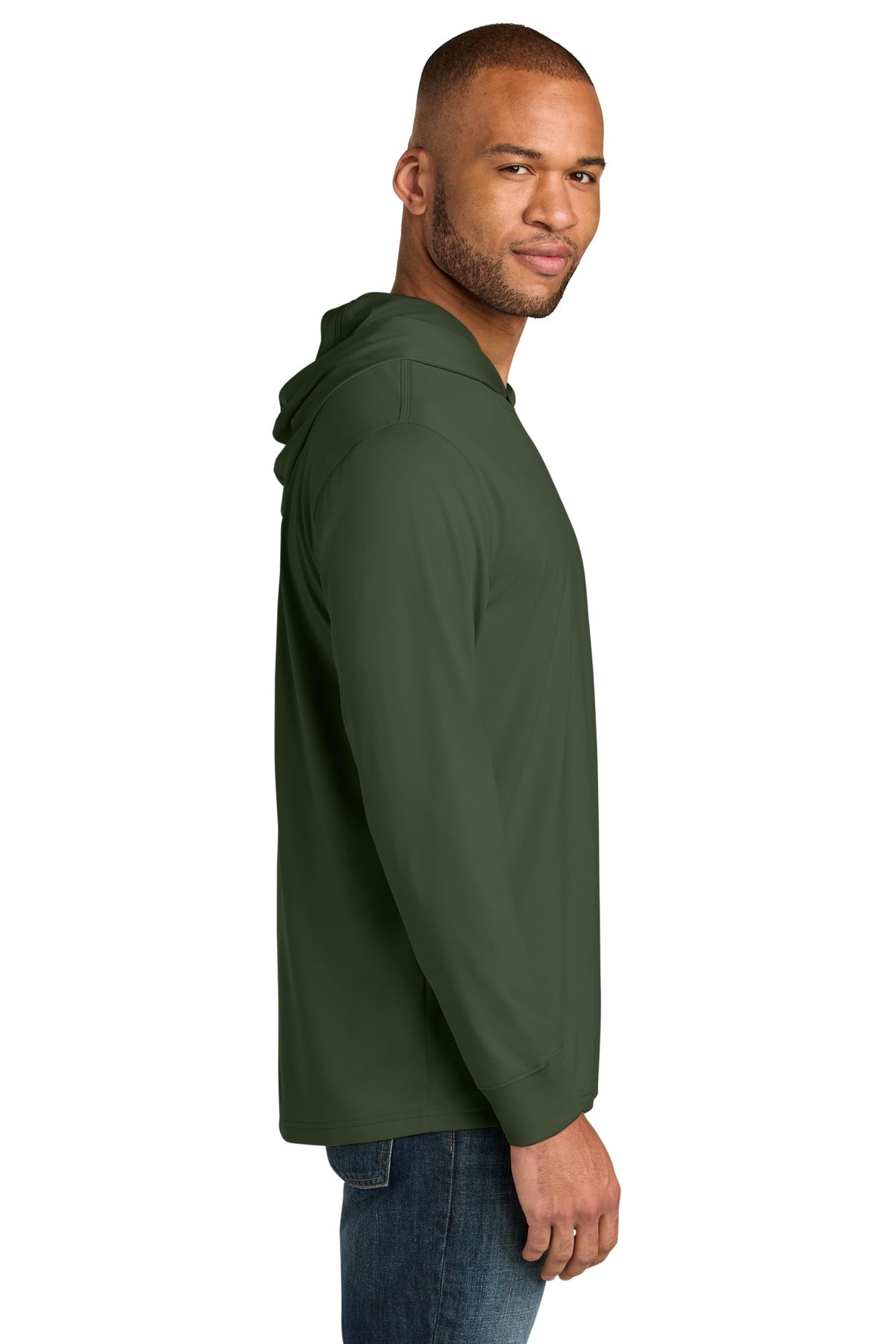 CornerStone Workwear Pro Long Sleeve Hooded Tee CS440LSH - Tactical Green - side