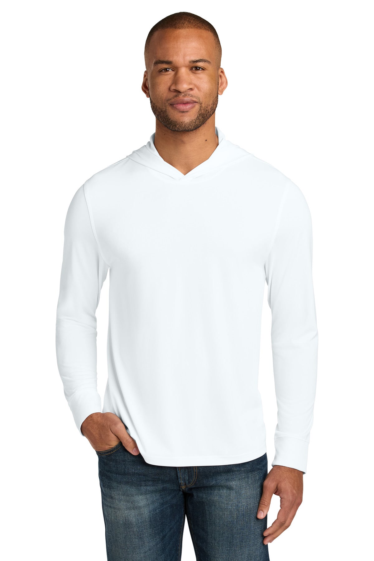 CornerStone Workwear Pro Long Sleeve Hooded Tee CS440LSH - White - front