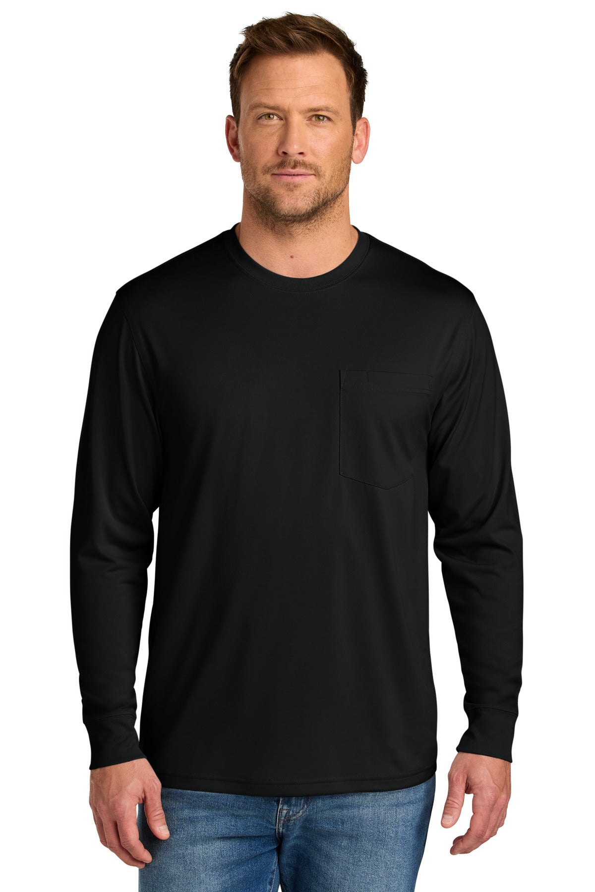 CornerStone Workwear Pro Long Sleeve Pocket Tee CS440LSP - Black - front