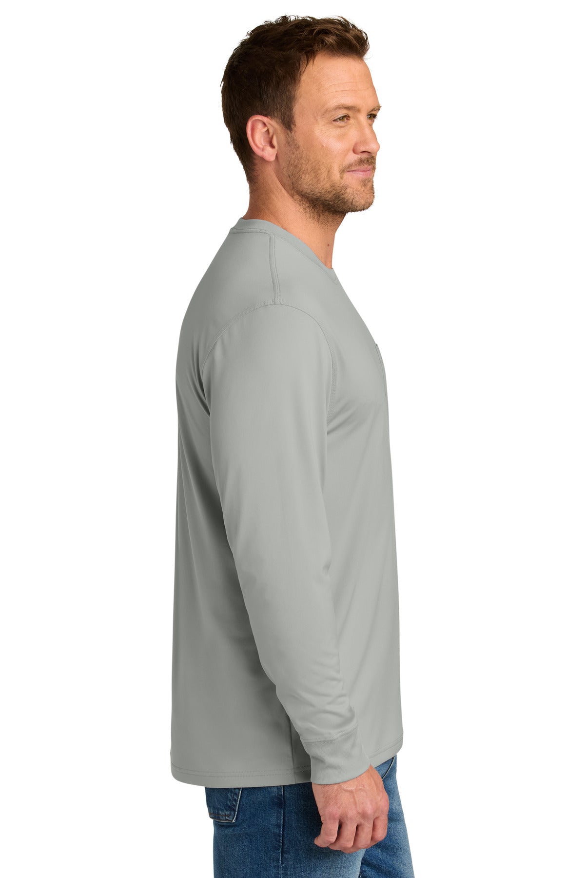 CornerStone Workwear Pro Long Sleeve Pocket Tee CS440LSP - Light Grey - side