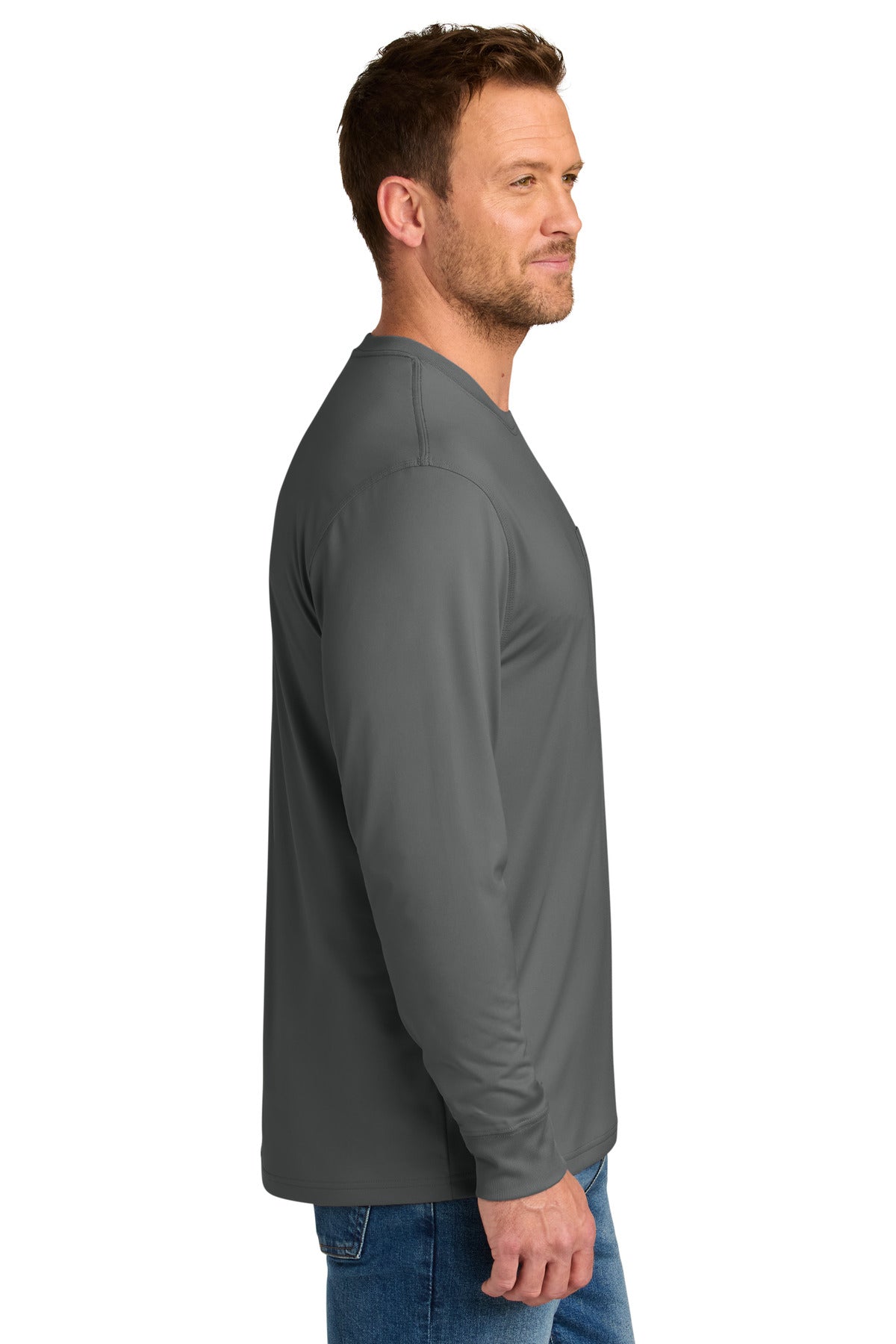 CornerStone Workwear Pro Long Sleeve Pocket Tee CS440LSP - Metal Grey - side