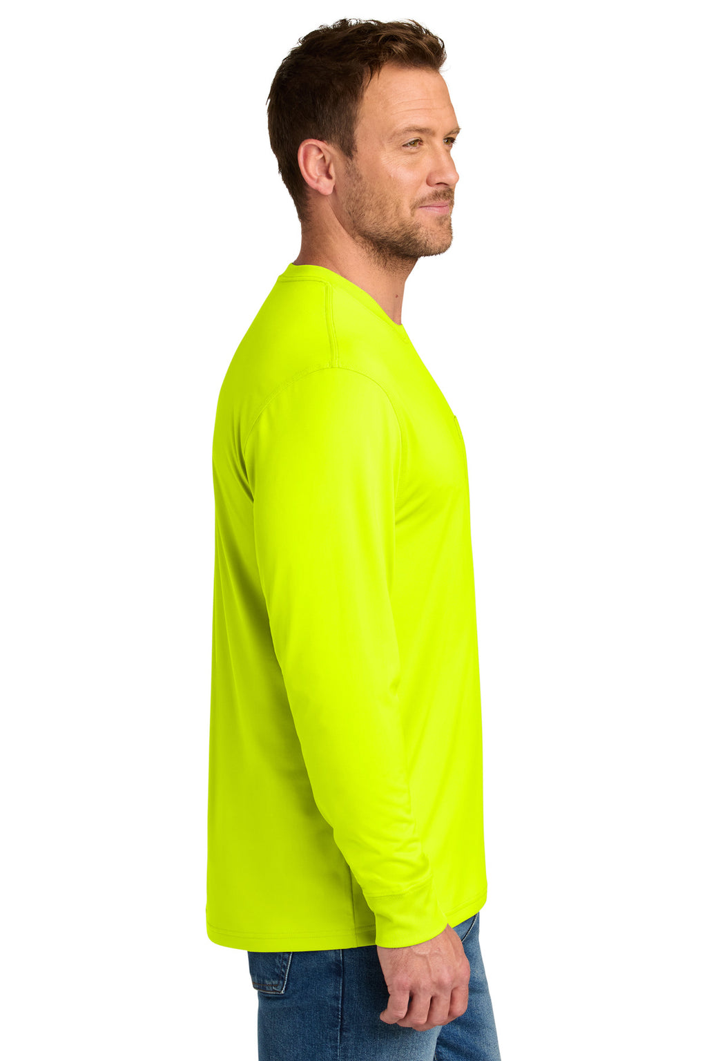 CornerStone Workwear Pro Long Sleeve Pocket Tee CS440LSP - Safety Yellow - side