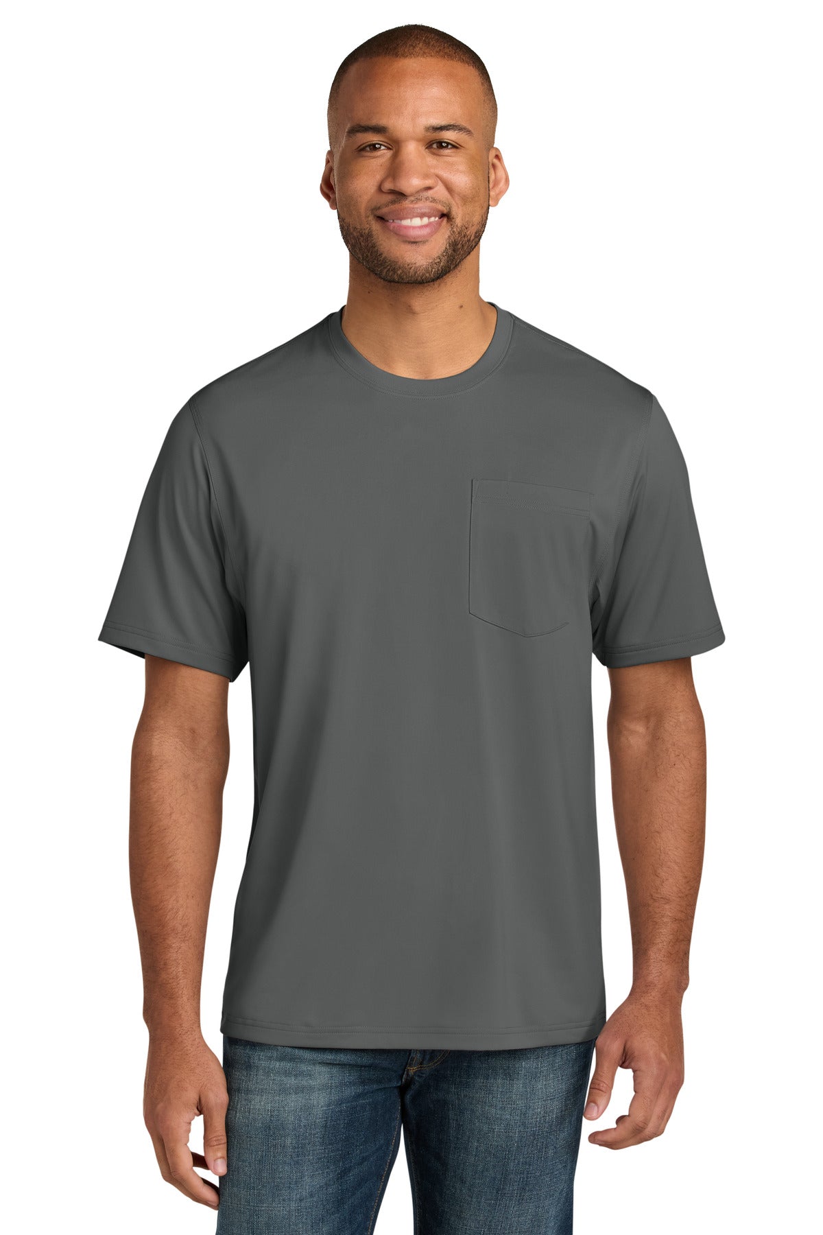 CornerStone Workwear Pro Short Sleeve Pocket Tee CS440P - Metal Grey - front