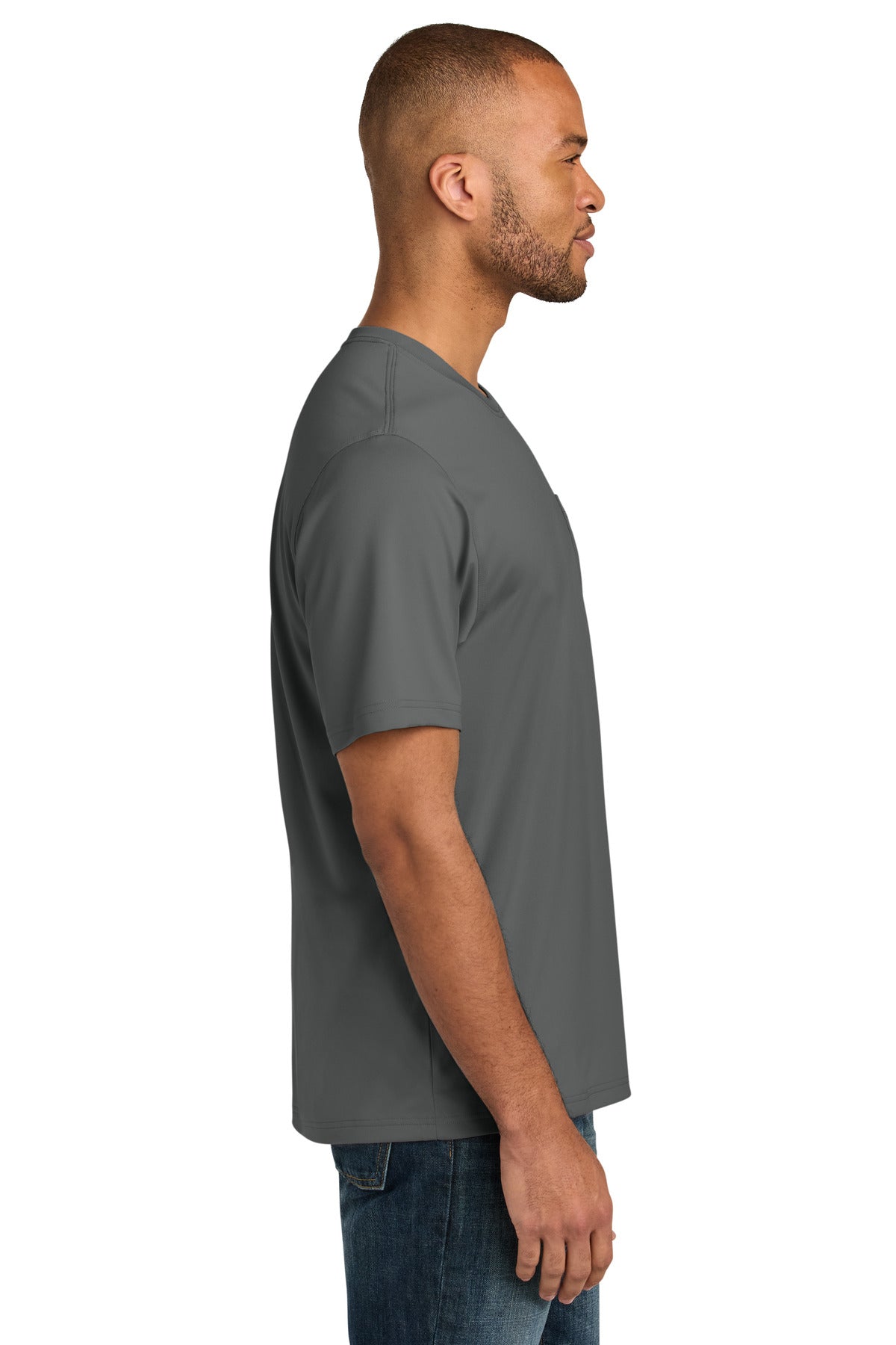 CornerStone Workwear Pro Short Sleeve Pocket Tee CS440P - Metal Grey - side