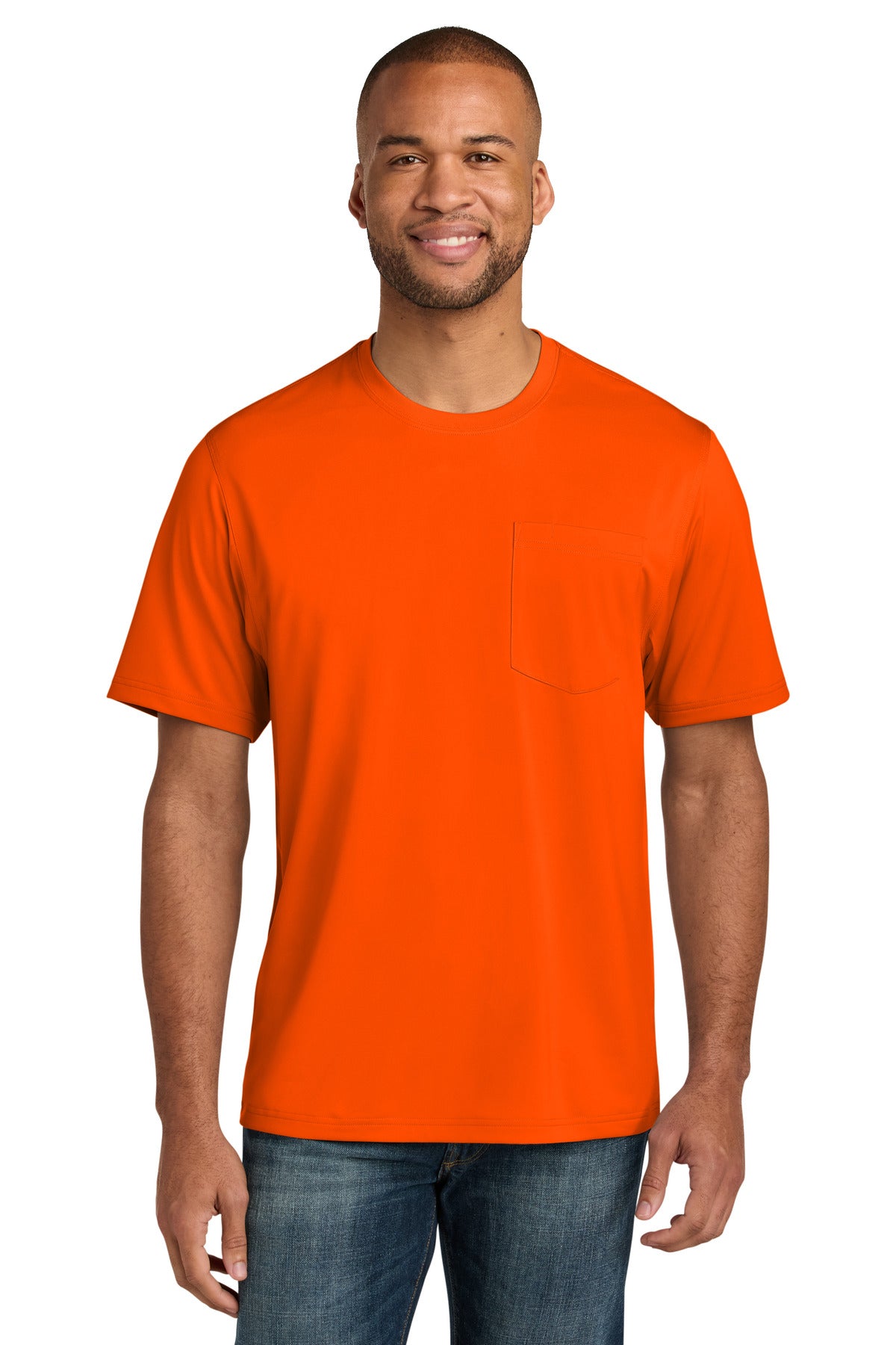 CornerStone Workwear Pro Short Sleeve Pocket Tee CS440P - Safety Orange - front