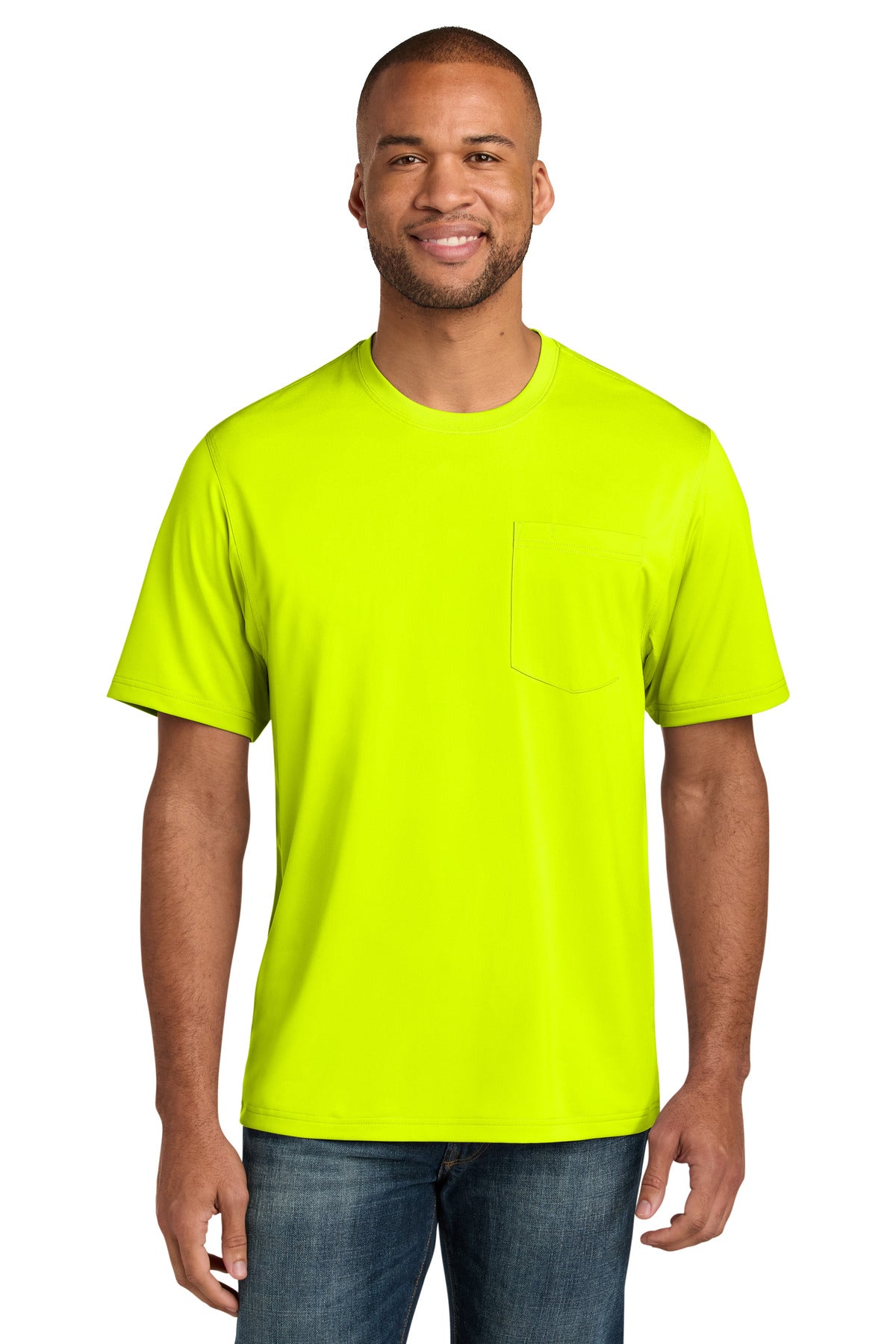 CornerStone Workwear Pro Short Sleeve Pocket Tee CS440P - Safety Yellow - front