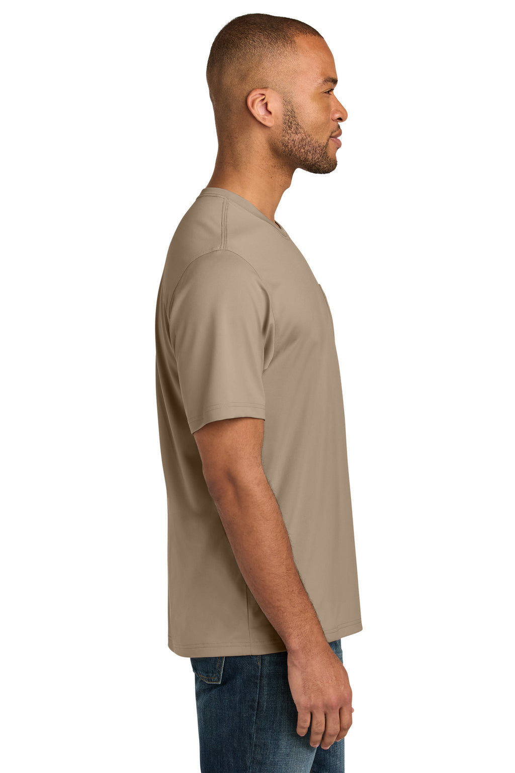 CornerStone Workwear Pro Short Sleeve Pocket Tee CS440P - Silver Tan - side