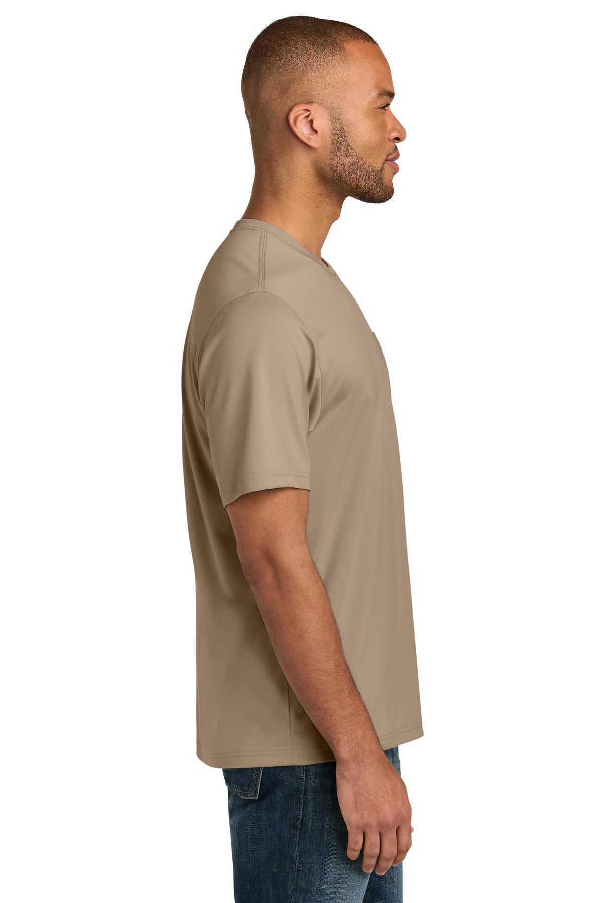 CornerStone Workwear Pro Short Sleeve Pocket Tee CS440P - Silver Tan - side