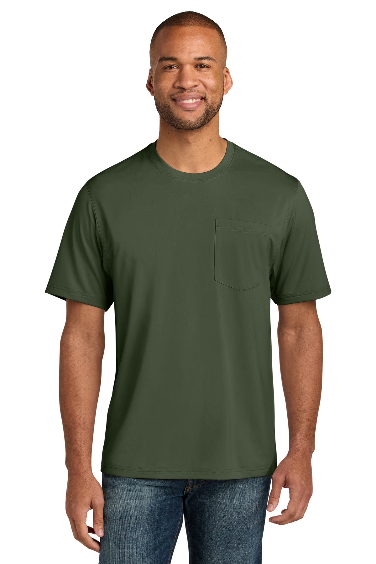 CornerStone Workwear Pro Short Sleeve Pocket Tee CS440P - Tactical Green - front