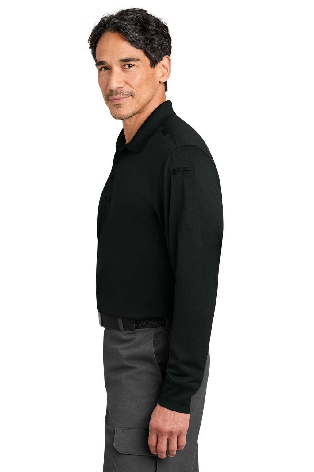 CornerStone Workwear Pro Tactical Long Sleeve Polo CS452LS - Black - side