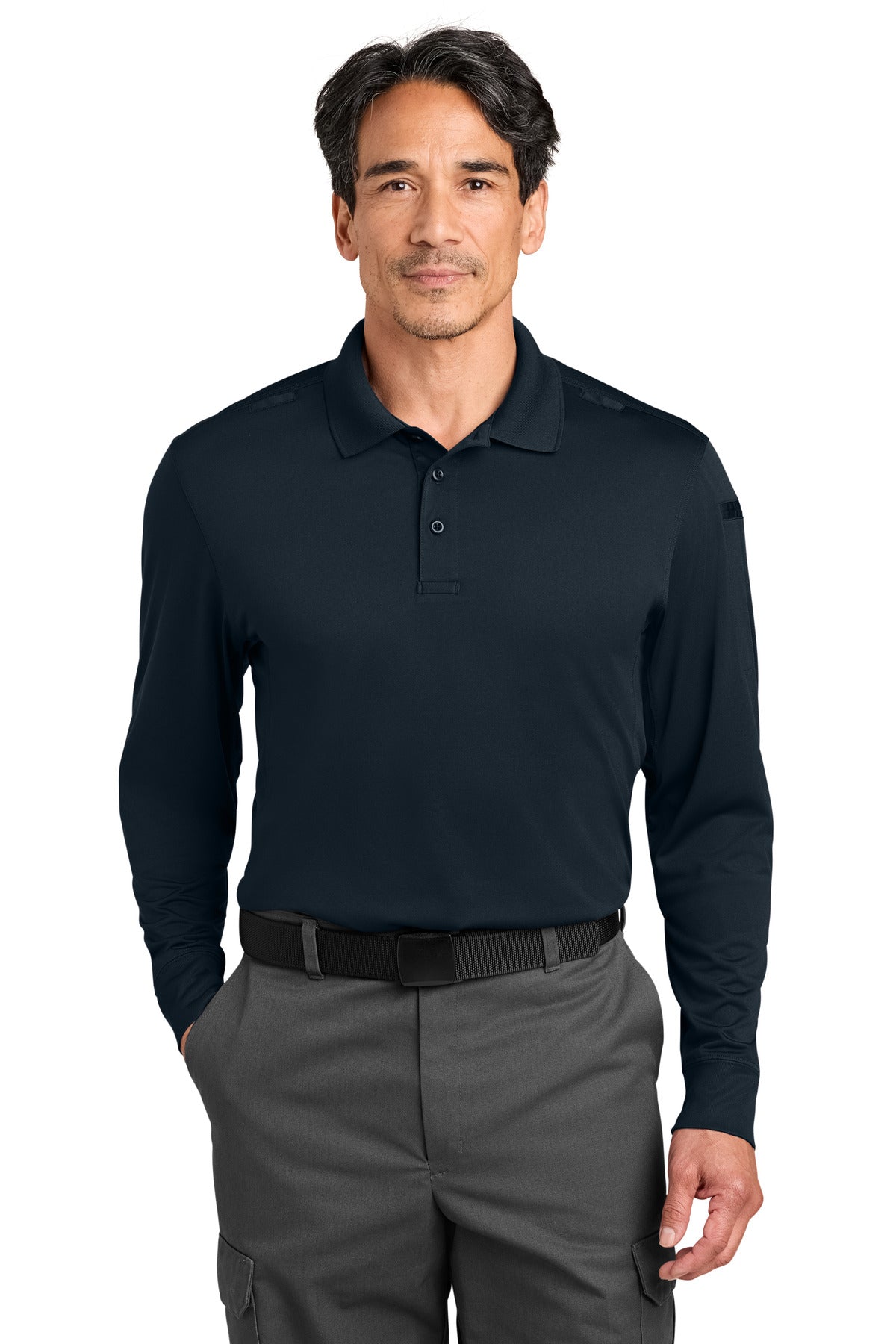 CornerStone Workwear Pro Tactical Long Sleeve Polo CS452LS - Dark Navy - front