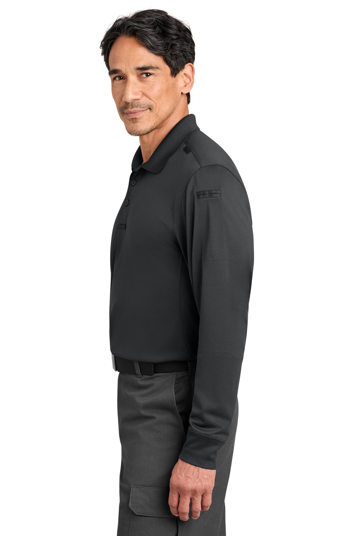 CornerStone Workwear Pro Tactical Long Sleeve Polo CS452LS - Echo Steel - side