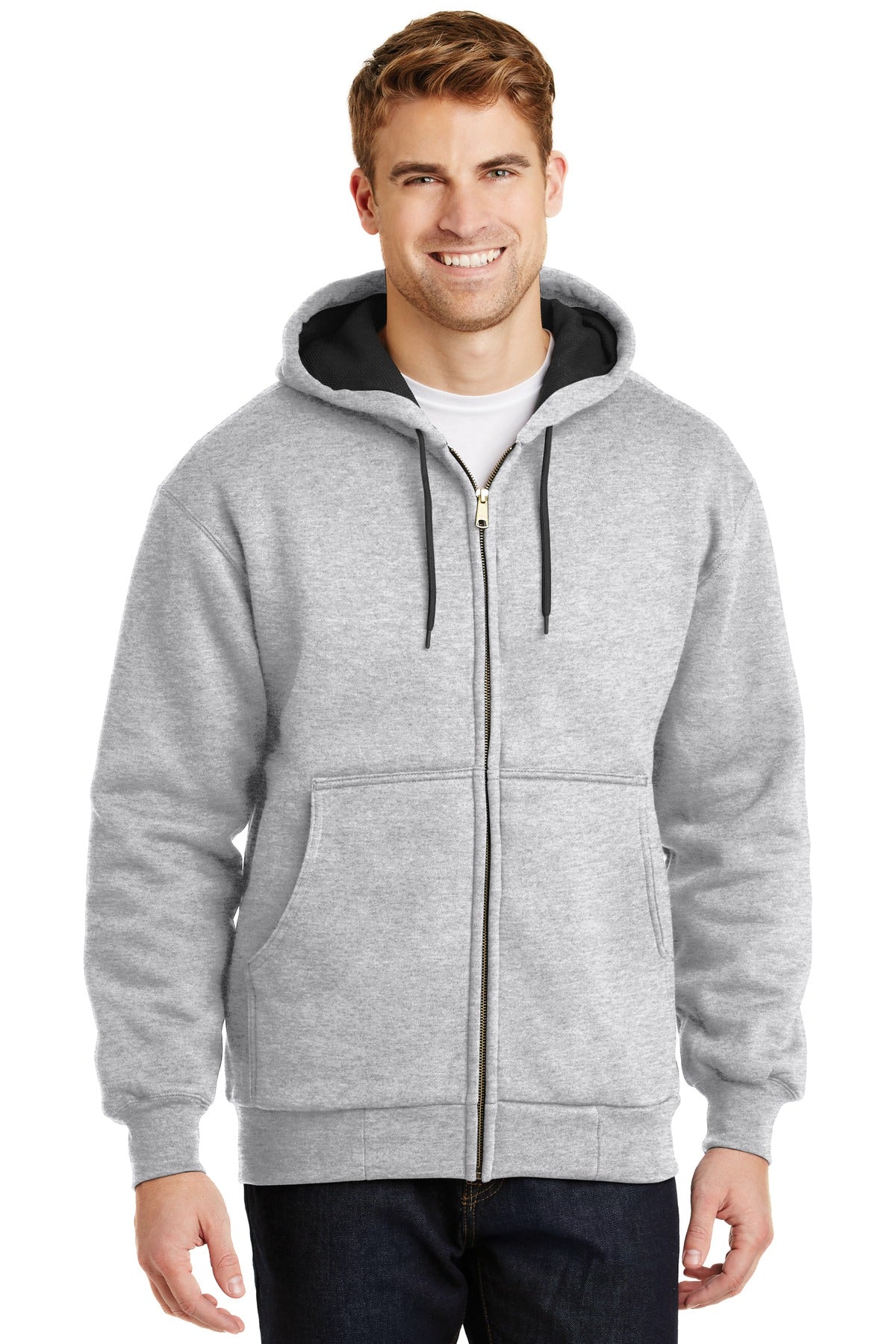 CornerStone - Heavyweight Full-Zip Hooded Sweatshirt with Thermal Lining. CS620 - Athletic Heather - front