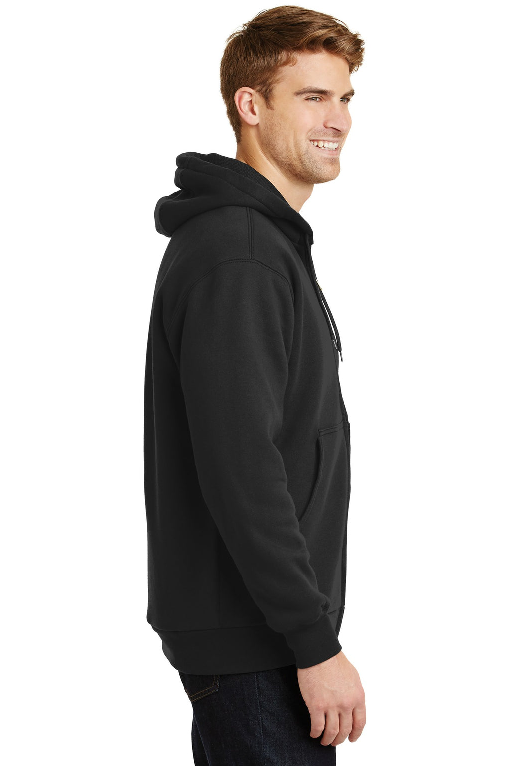 CornerStone - Heavyweight Full-Zip Hooded Sweatshirt with Thermal Lining. CS620 - Black - side