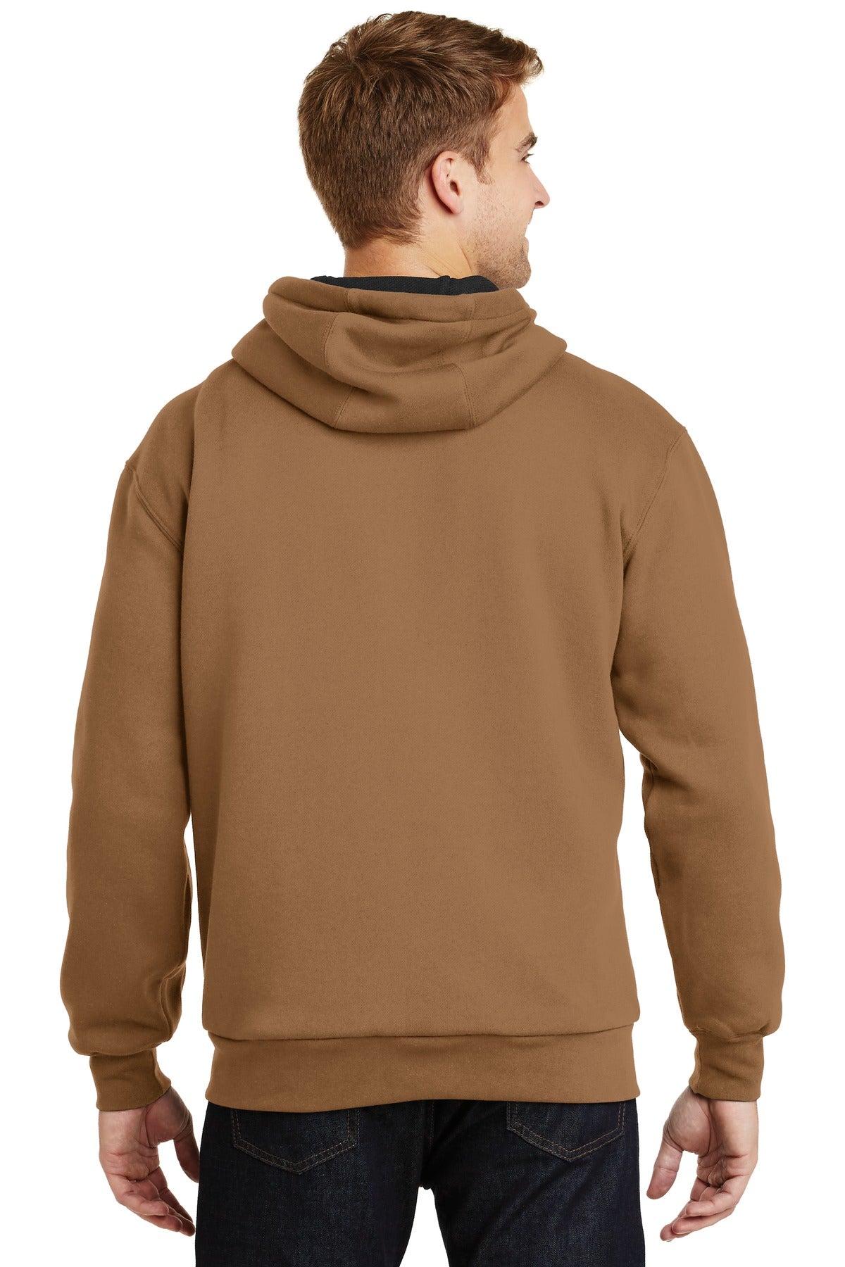 CornerStone - Heavyweight Full-Zip Hooded Sweatshirt with Thermal Lining. CS620 - Duck Brown - back