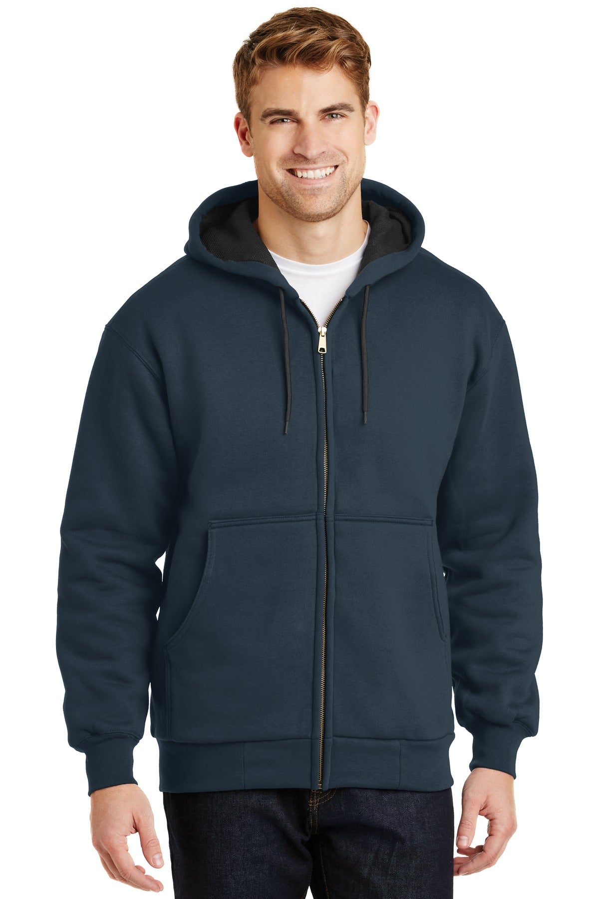 CornerStone - Heavyweight Full-Zip Hooded Sweatshirt with Thermal Lining. CS620 - Navy - front
