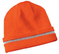 CornerStone - Enhanced Visibility Beanie with Reflective Stripe. CS800 - Safety Orange/ Reflective - front