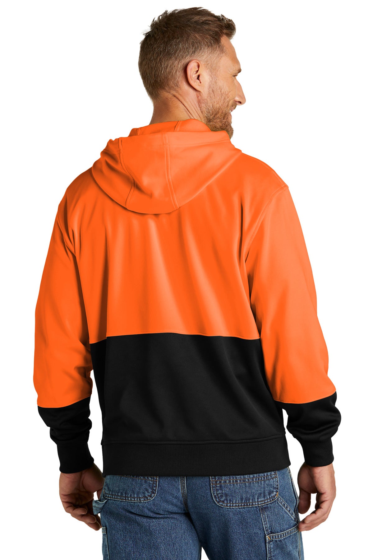 CornerStone Enhanced Visibility Fleece Pullover Hoodie CSF01 - Safety Orange - back