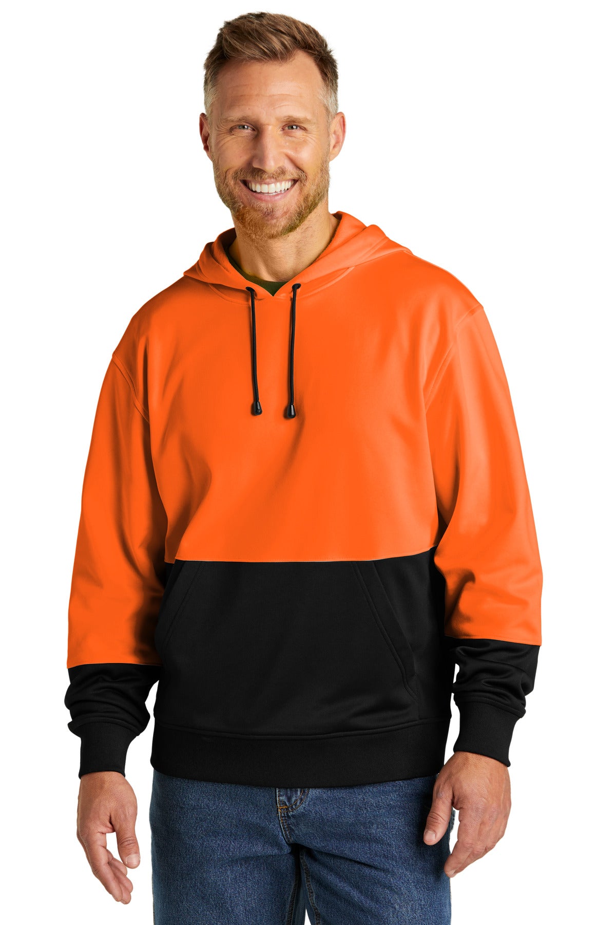 CornerStone Enhanced Visibility Fleece Pullover Hoodie CSF01 - Safety Orange - front