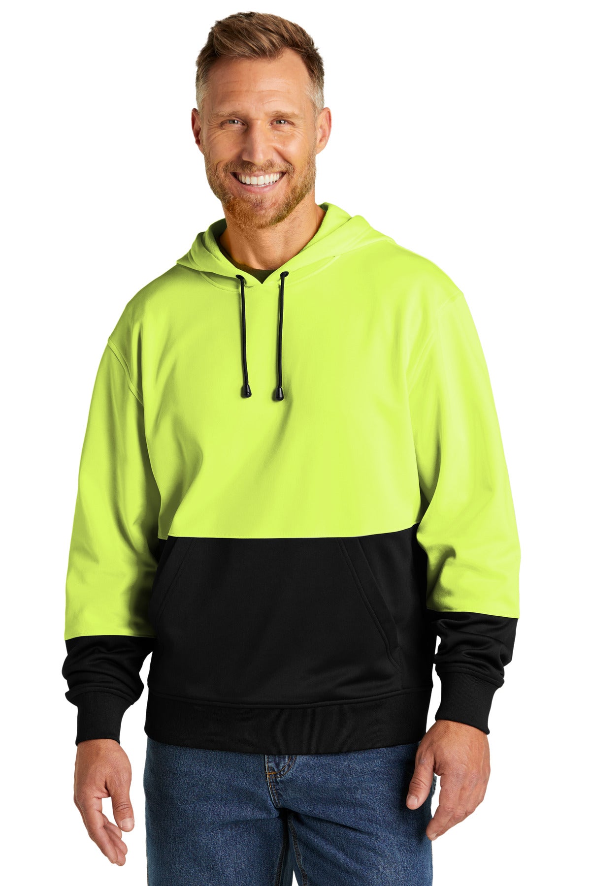 CornerStone Enhanced Visibility Fleece Pullover Hoodie CSF01 - Safety Yellow - front