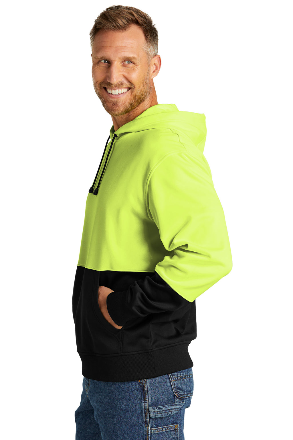 CornerStone Enhanced Visibility Fleece Pullover Hoodie CSF01 - Safety Yellow - side
