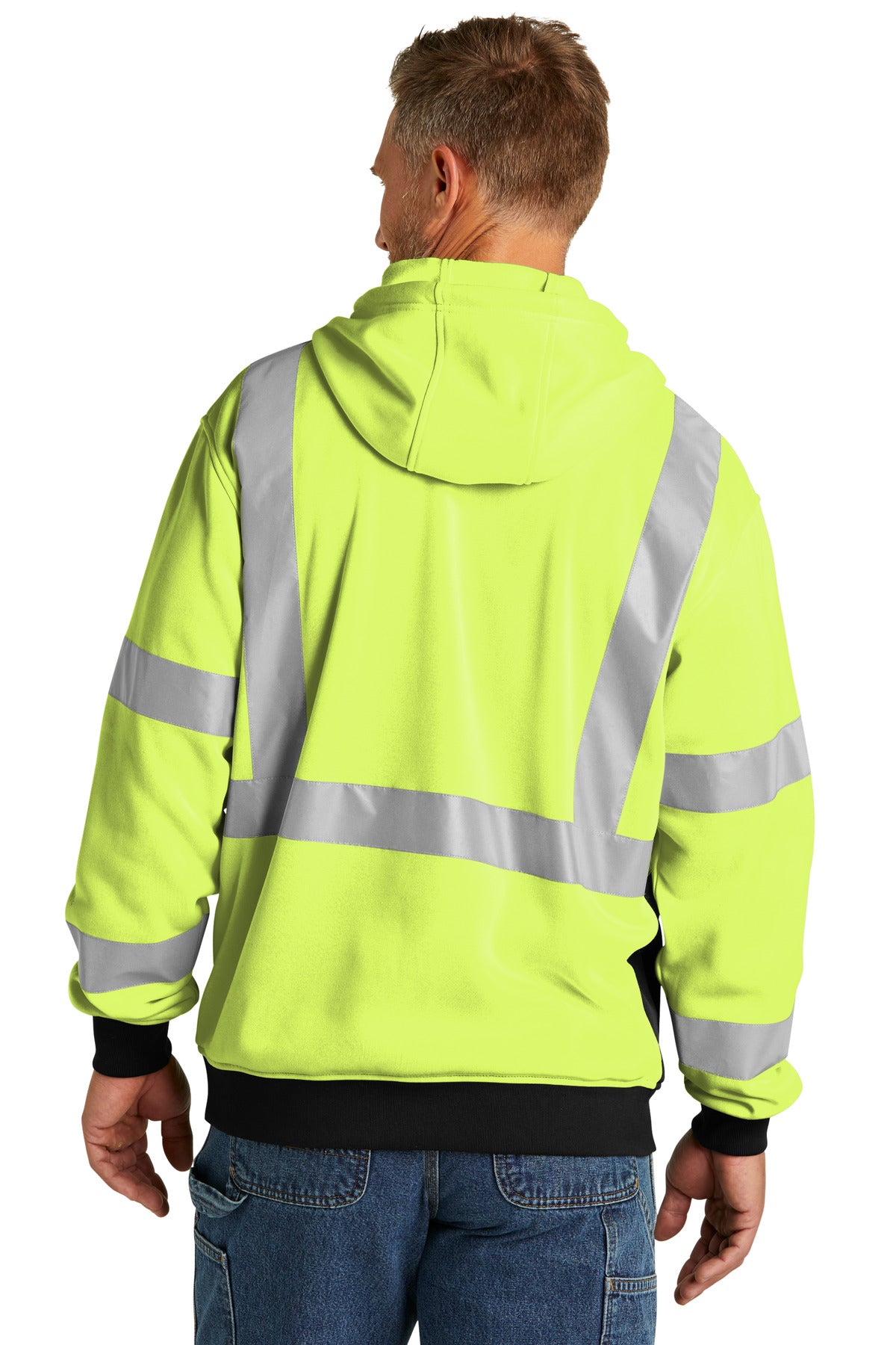CornerStone A107 Class 3 Heavy-Duty Fleece Full-Zip Hoodie CSF300 - Safety Yellow - back