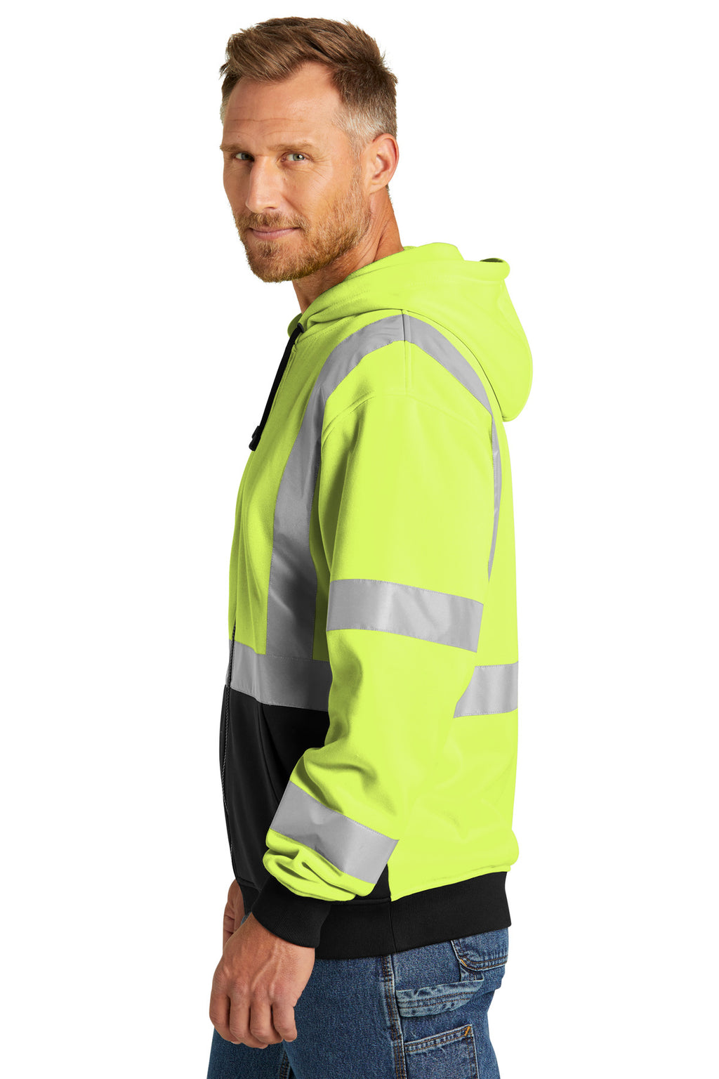 CornerStone A107 Class 3 Heavy-Duty Fleece Full-Zip Hoodie CSF300 - Safety Yellow - side