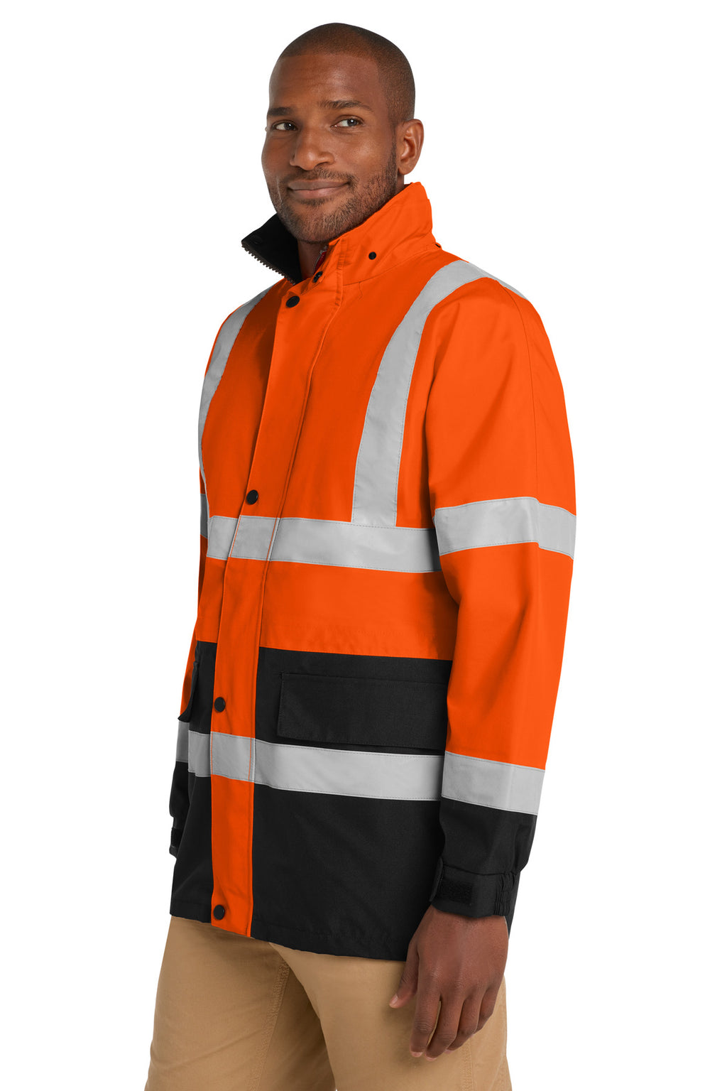CornerStone - ANSI 107 Class 3 Waterproof Parka. CSJ24 - Safety Orange/ Black - side