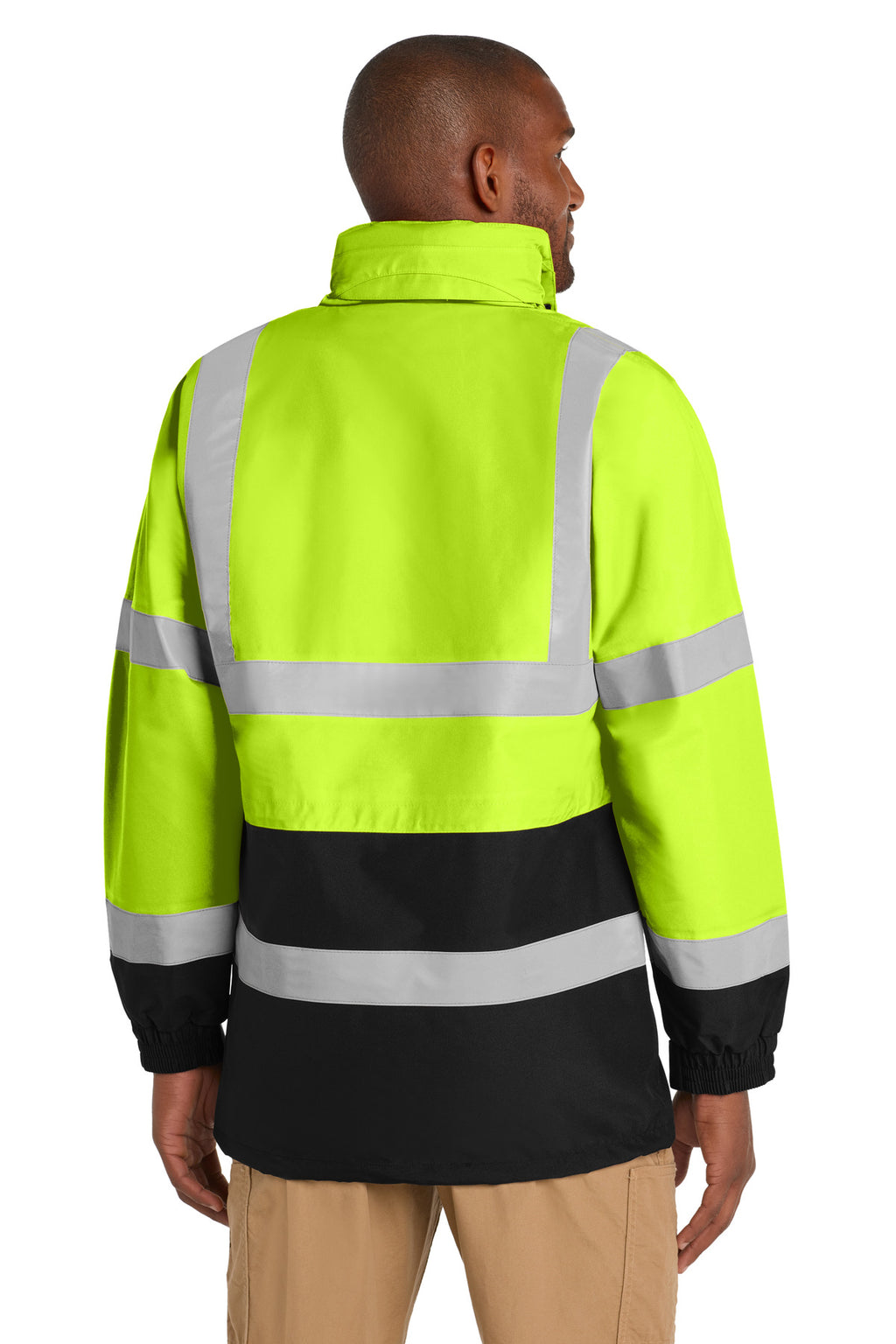 CornerStone - ANSI 107 Class 3 Waterproof Parka. CSJ24 - Safety Yellow/ Black - back