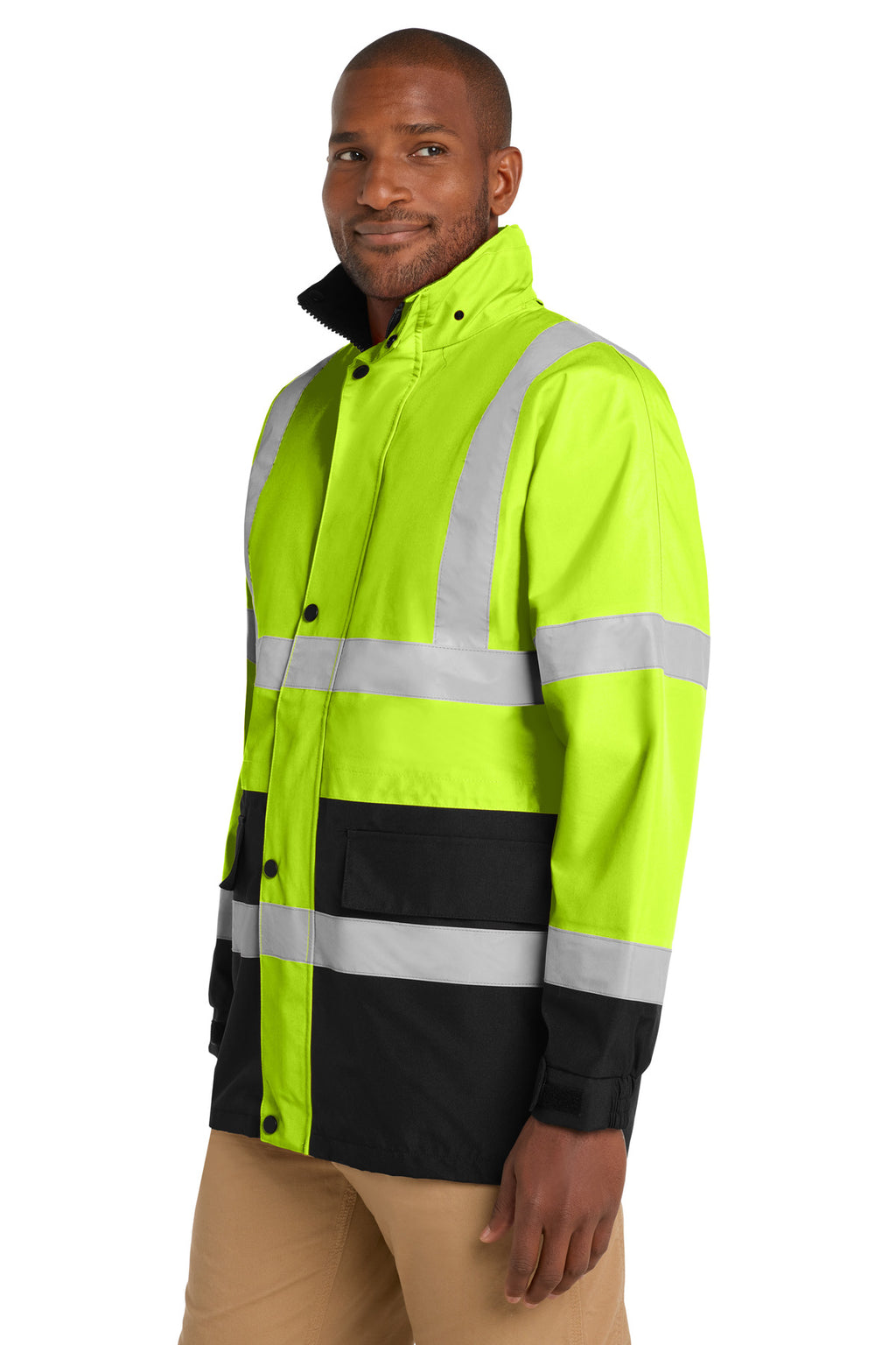 CornerStone - ANSI 107 Class 3 Waterproof Parka. CSJ24 - Safety Yellow/ Black - side