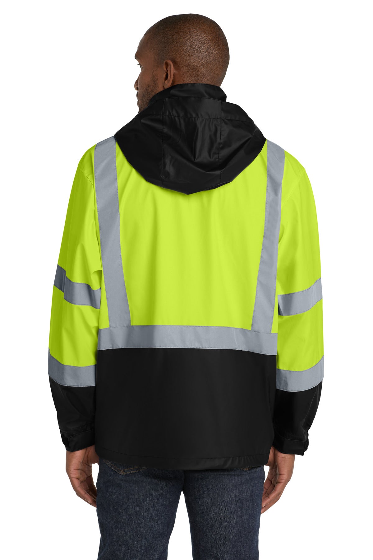 CornerStone - ANSI 107 Class 3 Safety Windbreaker. CSJ25 - Safety Yellow/ Black - back