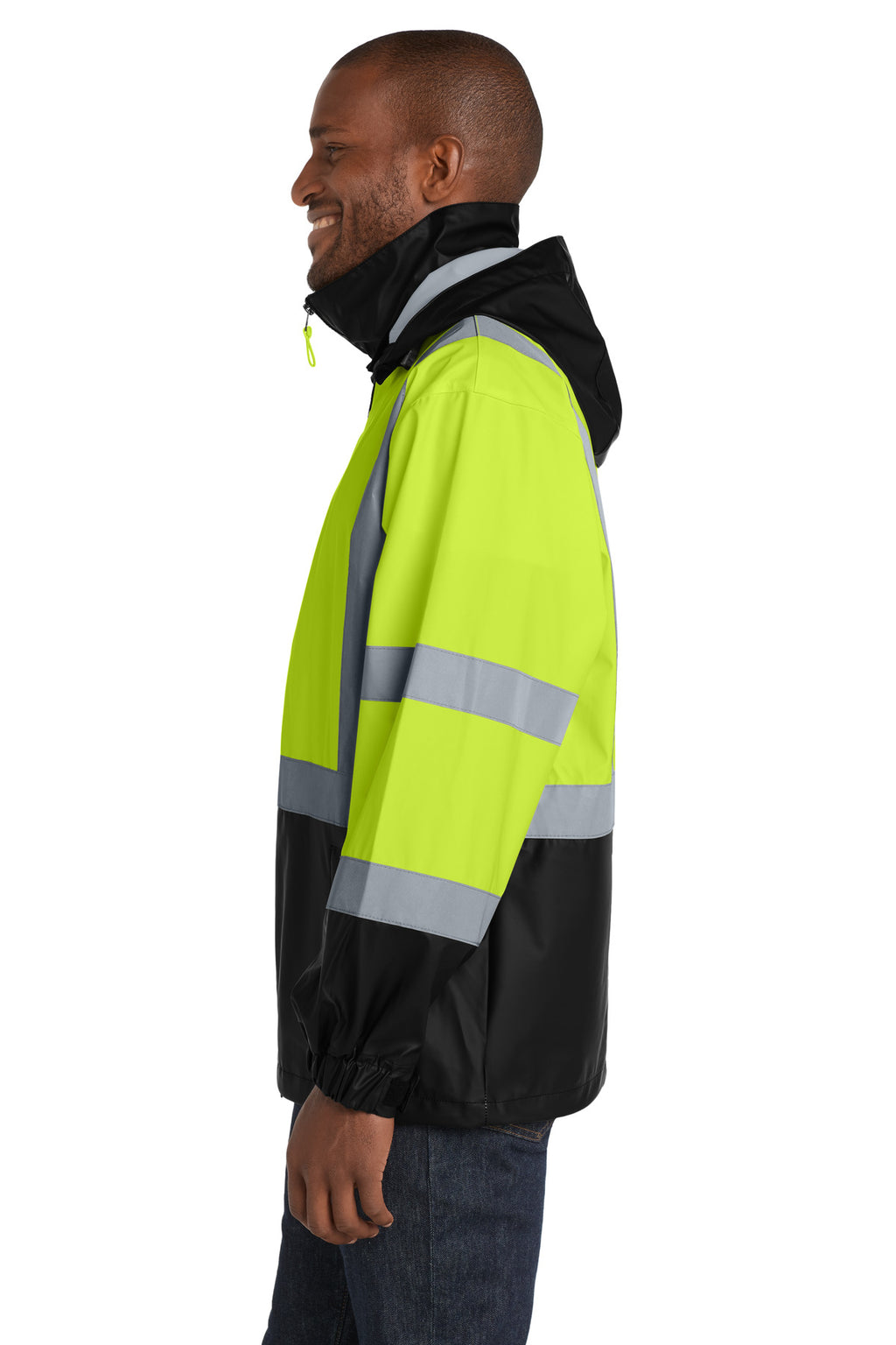 CornerStone - ANSI 107 Class 3 Safety Windbreaker. CSJ25 - Safety Yellow/ Black - side