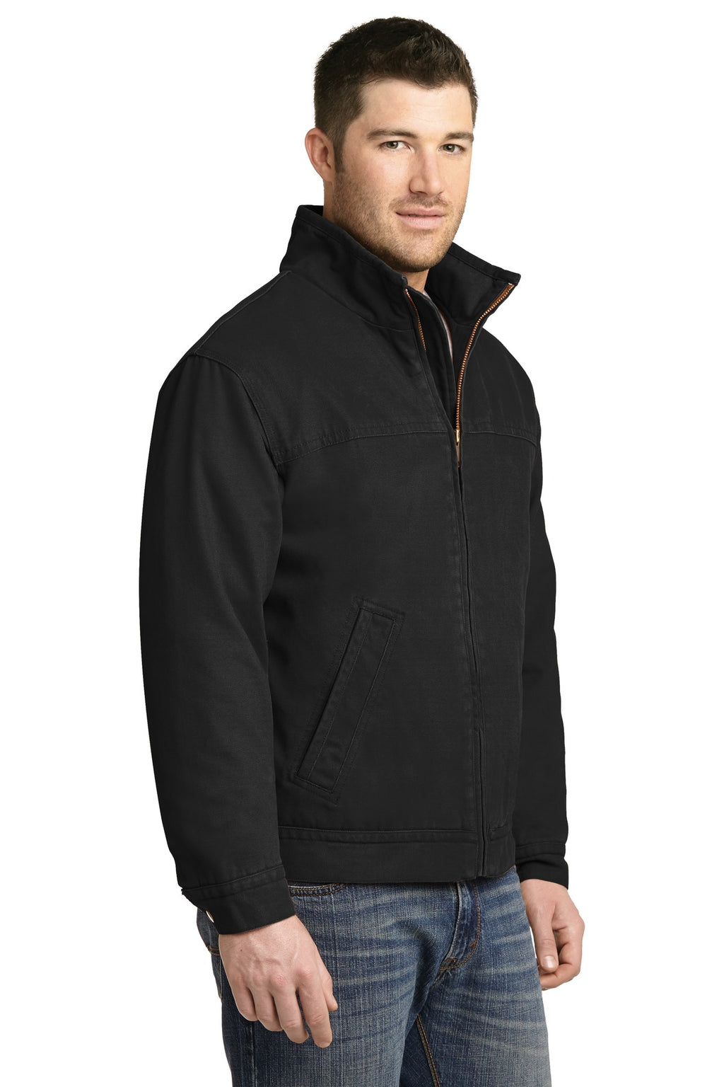 CornerStone Washed Duck Cloth Flannel-Lined Work Jacket. CSJ40 - Black - three_q