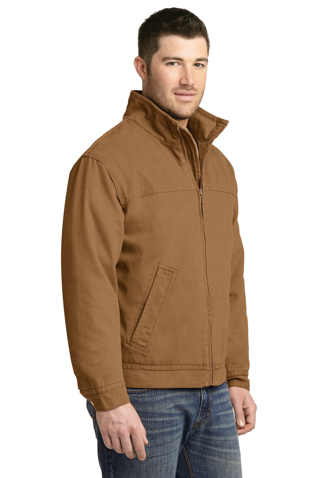 CornerStone Washed Duck Cloth Flannel-Lined Work Jacket. CSJ40 - Duck Brown - three_q